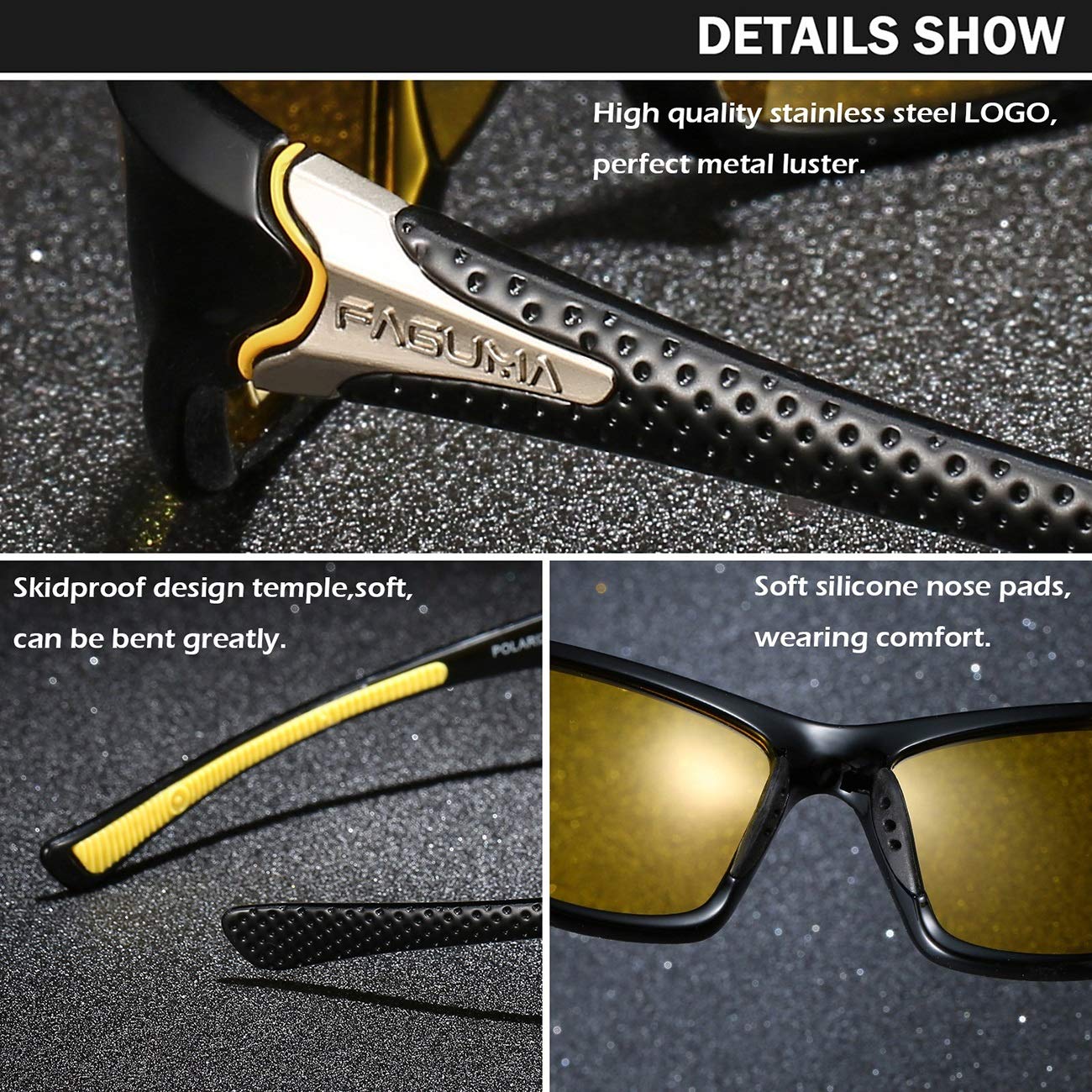 FAGUMA Polarized Sports Sunglasses for Men - UV400 Protection for Cycling, Driving & Fishing - Lightweight Comfort for Outdoor Activities