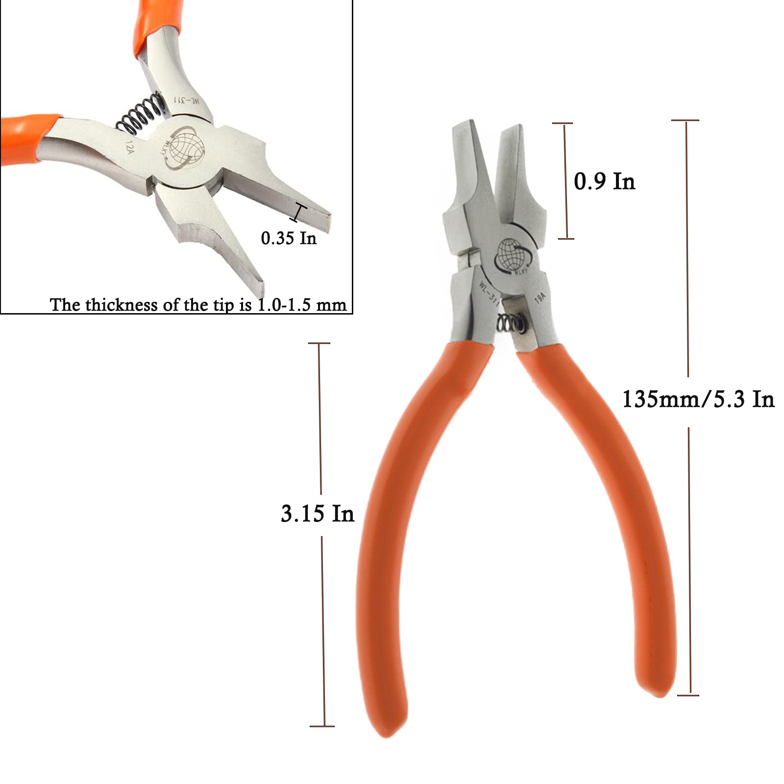 Flat Nose Pliers 5.3 Inch - Smooth Jaw Jewelry Making & Repair Tools for DIY Crafts, Watch Repair, and Wire Bending - Perfect for Jewelers, Hobbyists, and Professionals