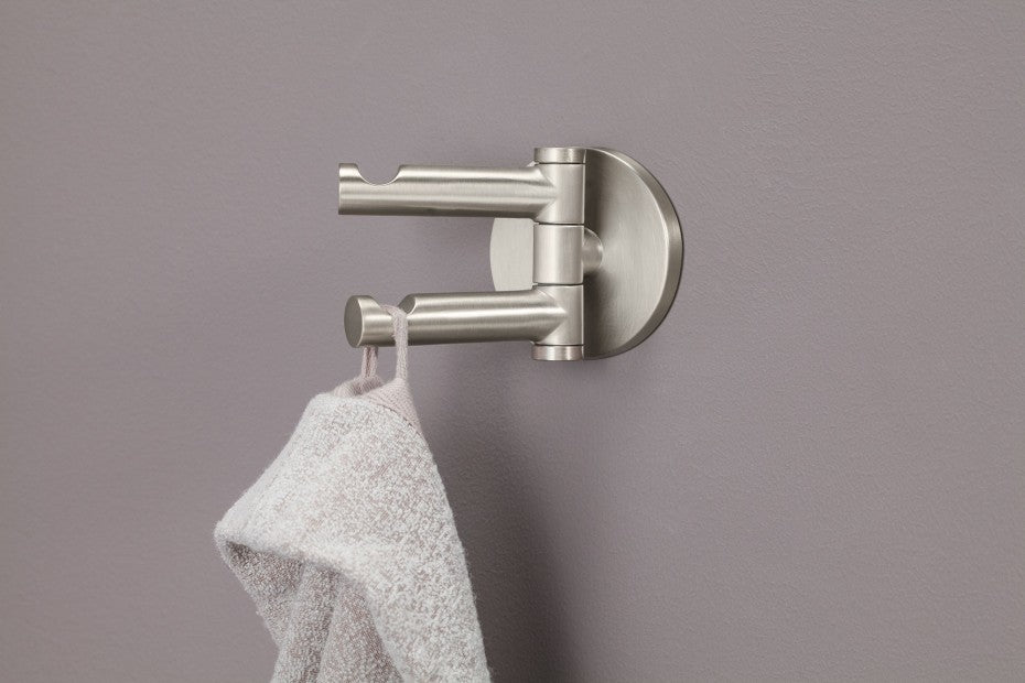 Moen Align Swivel Double Robe Hook in Matte Black (YB0402BL) - Perfect for Bathrooms, Bedrooms, and Closets - Durable and Stylish Wall Mounted Hanger