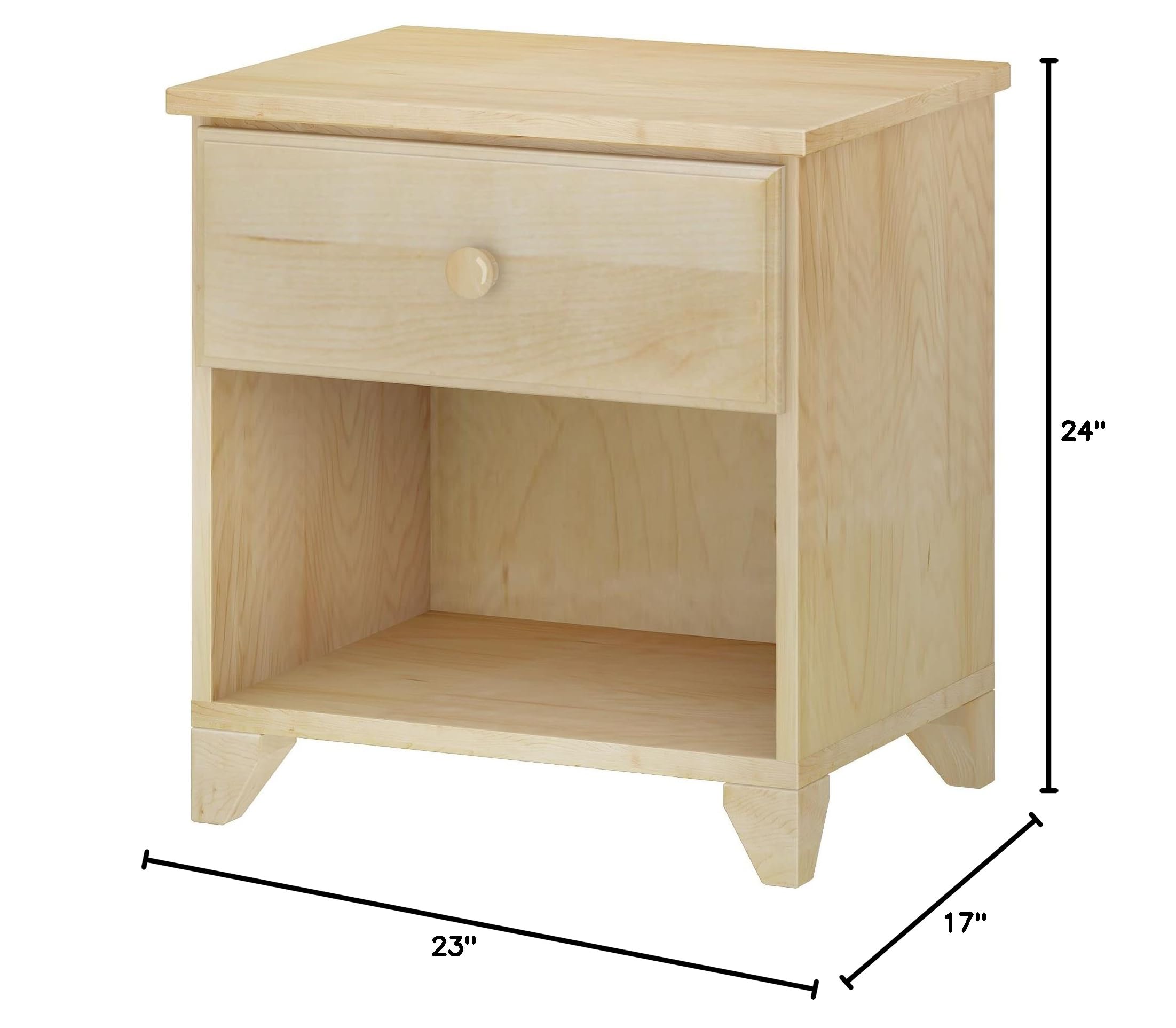 Max & Lily Classic Wood Nightstand with 1 Drawer - Natural Wood Kids Bedside Table, Small End Table for Bedroom - Perfect for Nursery, Kids Room or Guest Room Nightstand
