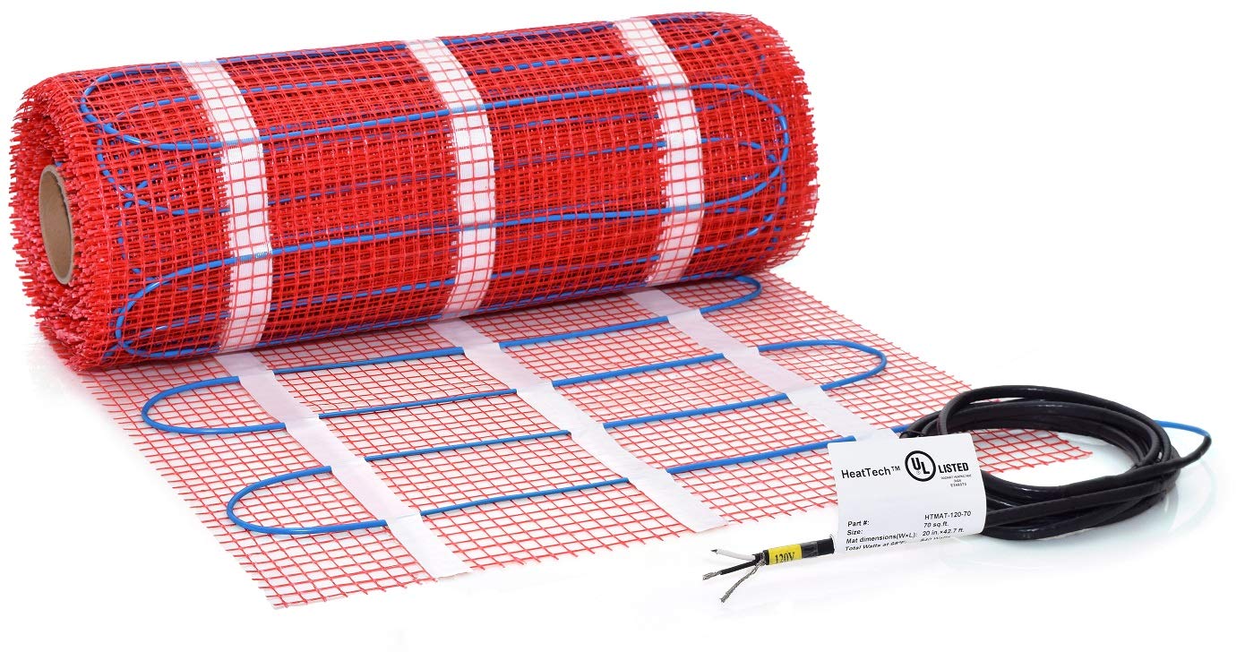 25 sqft Electric Radiant Floor Heating Mat for Bathroom & Kitchen - Under Tile & Stone Floor Warming System - Perfect for Cold Weather Comfort & Energy Efficient Home Heating