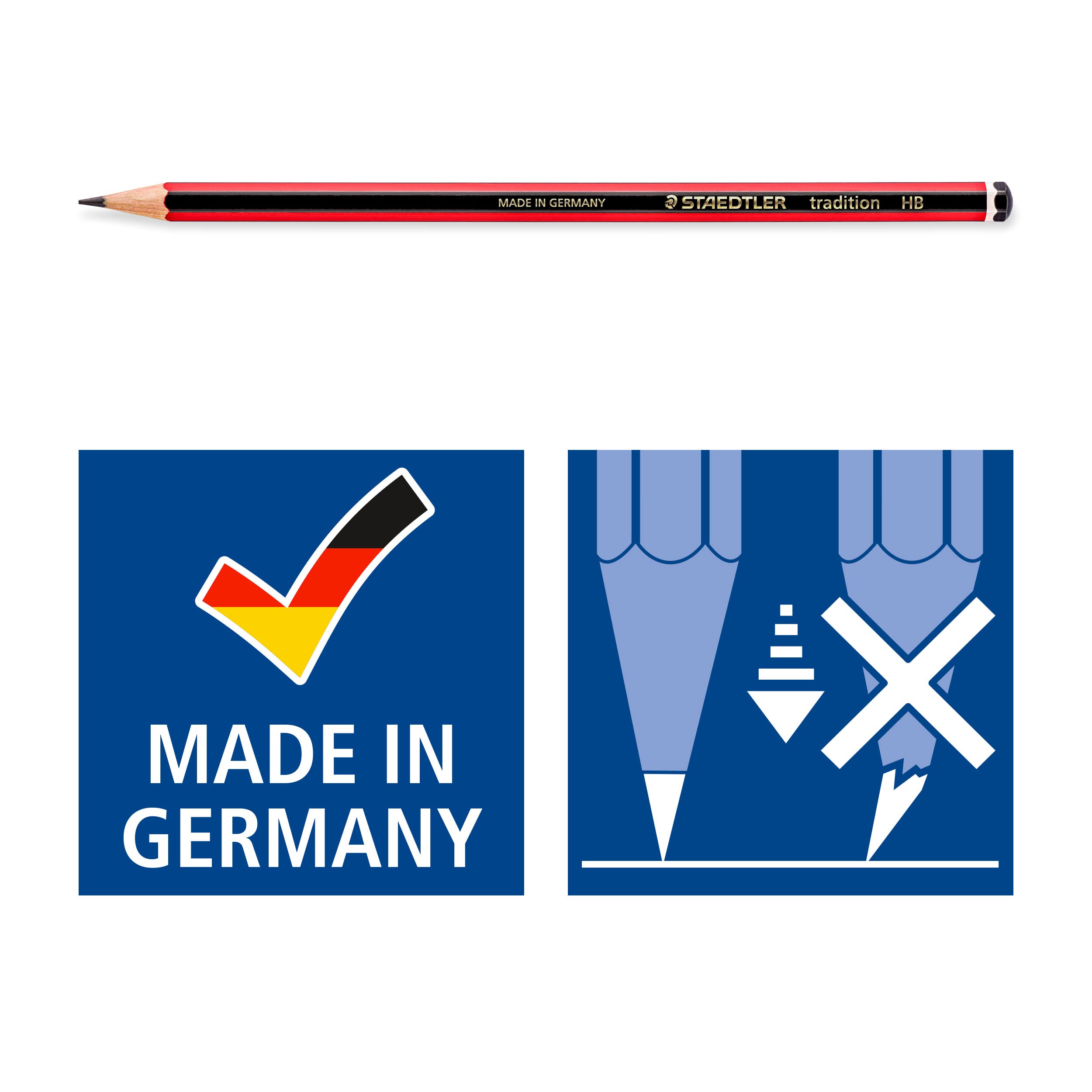 STAEDTLER 110-H Tradition Graphite Pencils for Drawing, Sketching & Writing - H Hardness (Box of 12) - Perfect for Artists, Students & Office Use