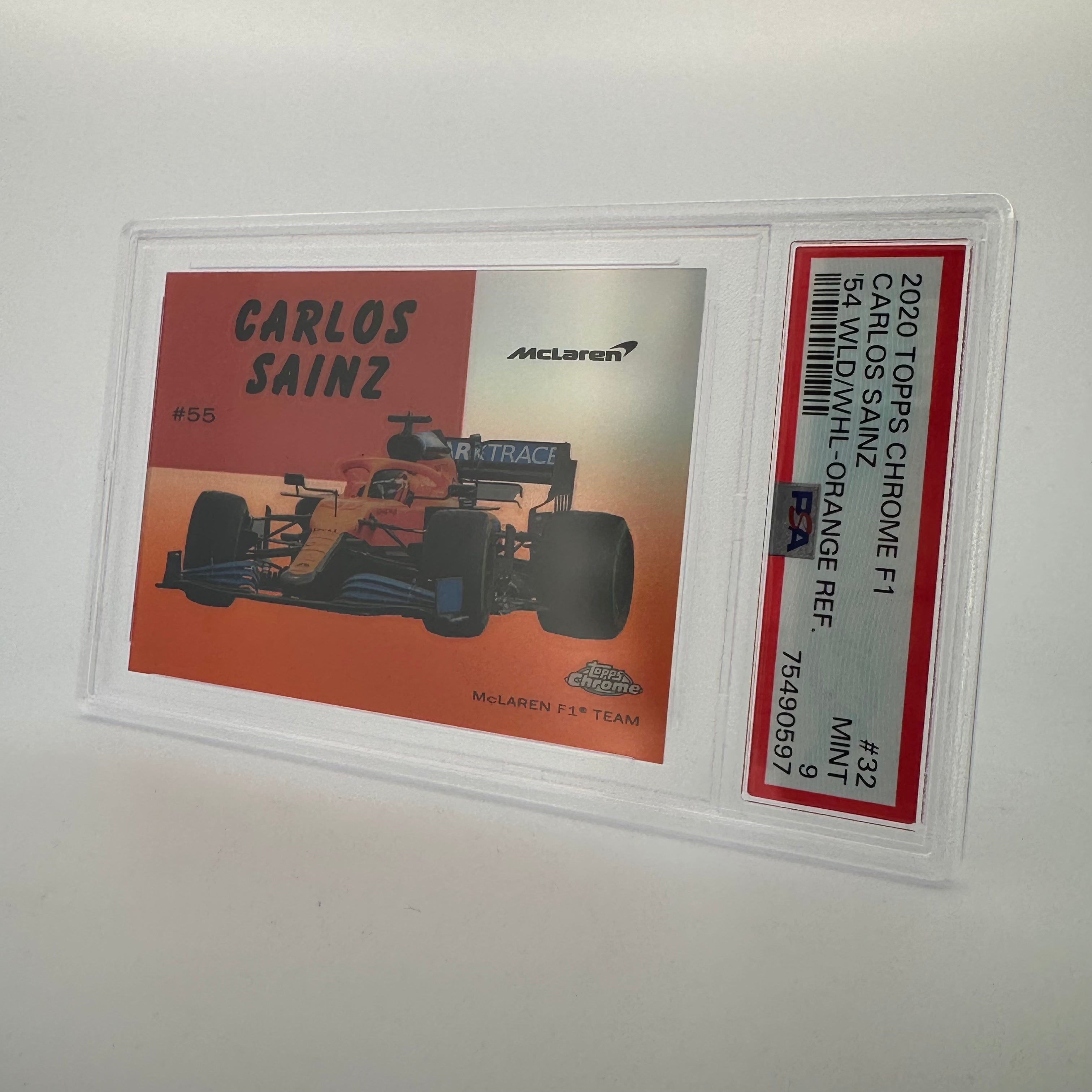 PSA 9 Graded 2004 Carlos Sainz World On Wheels #54W 32 Orange Refractor - Rare Racing Card for Collectors & Display