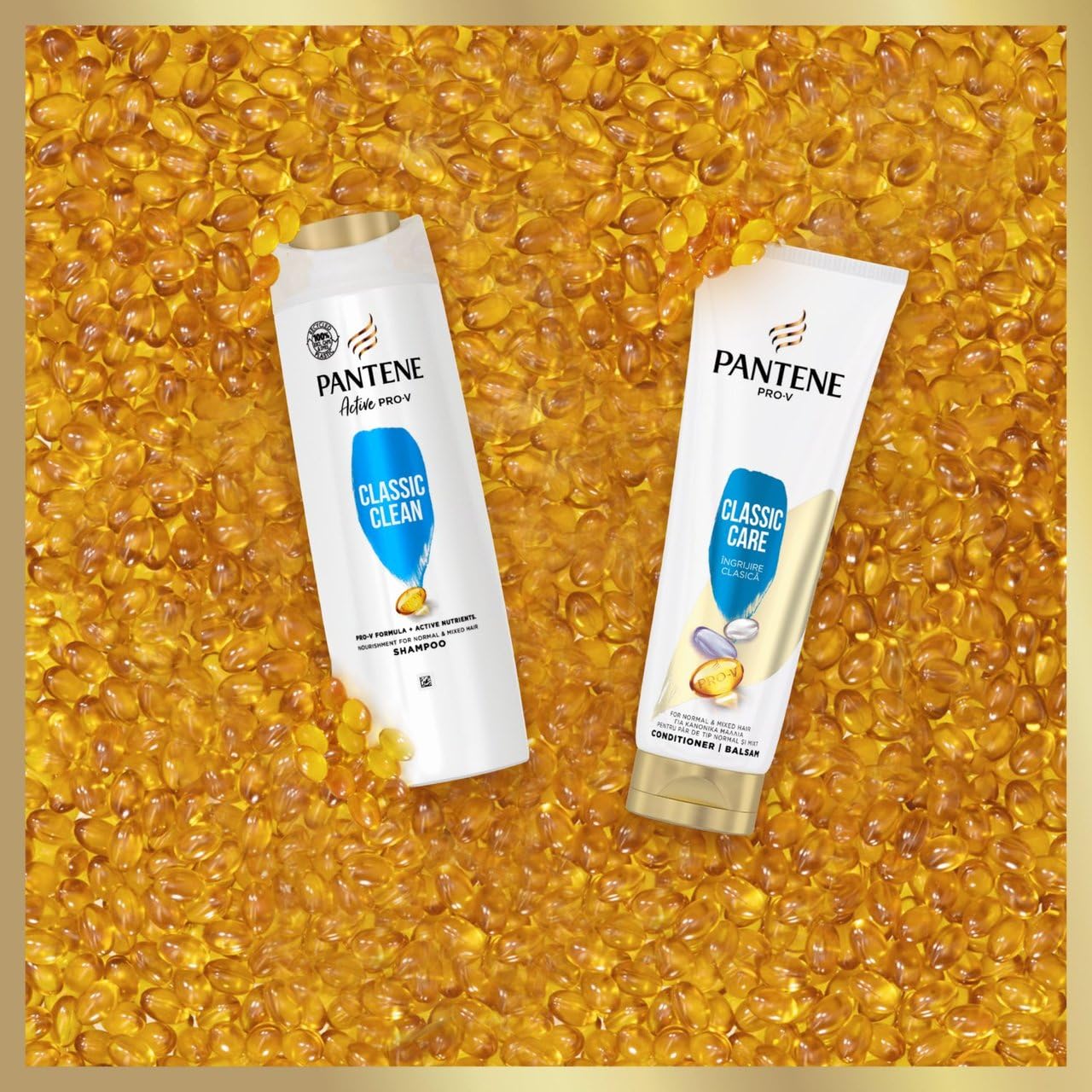 Pantene Pro-V Classic Clean 3-in-1 Shampoo for Normal to Mixed Hair - 400ml (13.5 Oz) Pack of 2 | Daily Hair Care for Men & Women | Perfect for Gym, Travel & Quick Showers