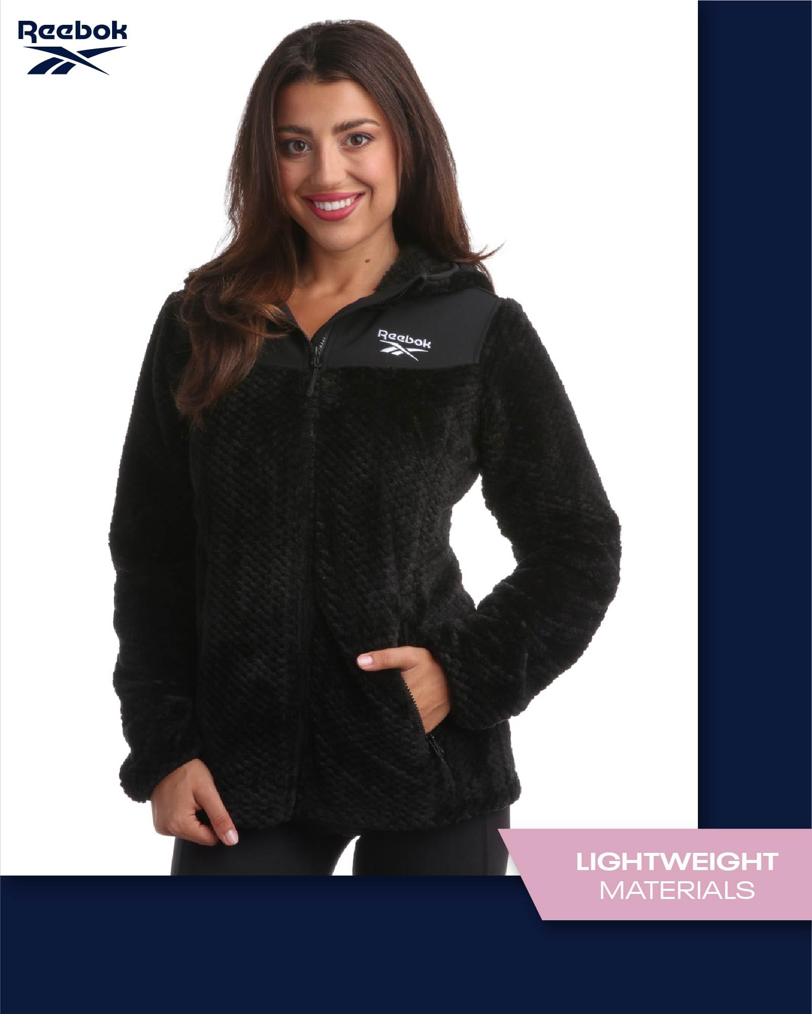 Reebok Women's Fleece Zip-Up Hooded Jacket - Warm Insulated Winter Coat for Snow & Cold Weather - Cozy Fleece Outerwear for Running, Hiking & Daily Wear (S-XL)