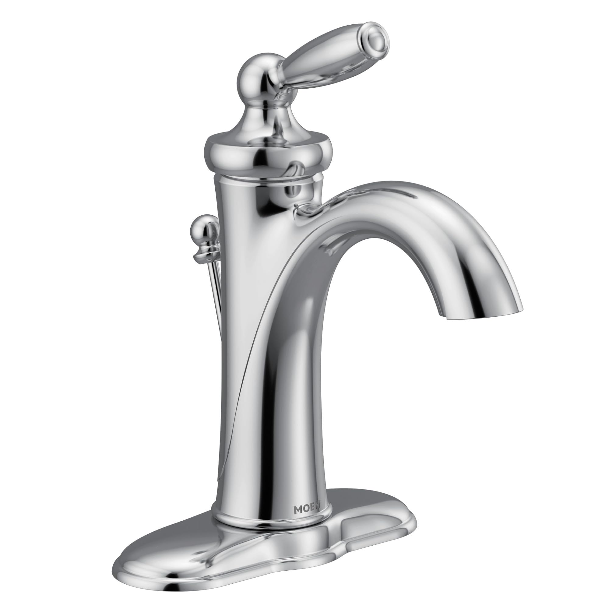 Moen Brantford Chrome One-Handle Traditional Bathroom Sink Faucet with Optional Deckplate & Vessel Sink Extension Kit (Model 6600) - Perfect for Modern Bathroom Renovations and Vessel Sink Installations