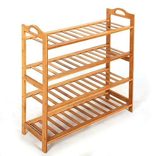 4-Tier Natural Bamboo Shoe Rack Organizer - Sturdy Wooden Shoe Storage Shelf for Entryway, Closet & Bedroom Organization - Space Saving Shoe Stand for Men, Women & Kids