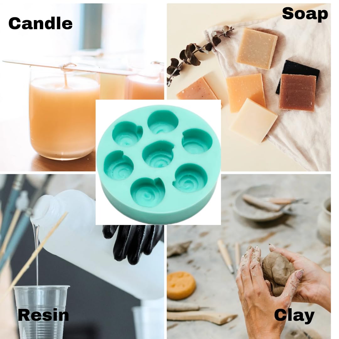 7-Cavity Mini Cinnamon Rolls Silicone Mold for Soap, Wax Melts & Candles - Perfect for DIY Baking, Candle Making & Home Decor Gifts