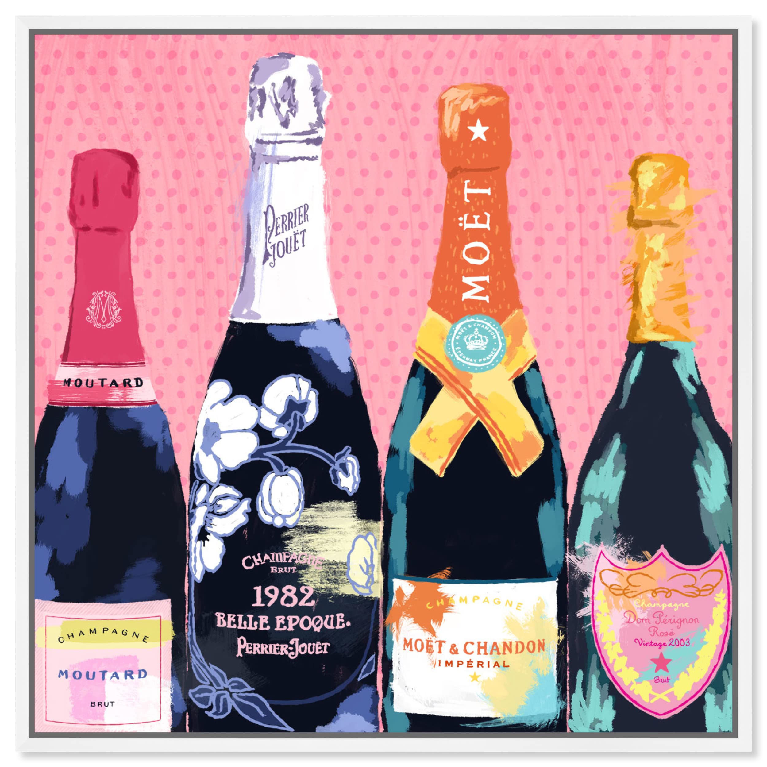 Oliver Gal 'Pass the Bottle' Pink Abstract Framed Wall Art - 12