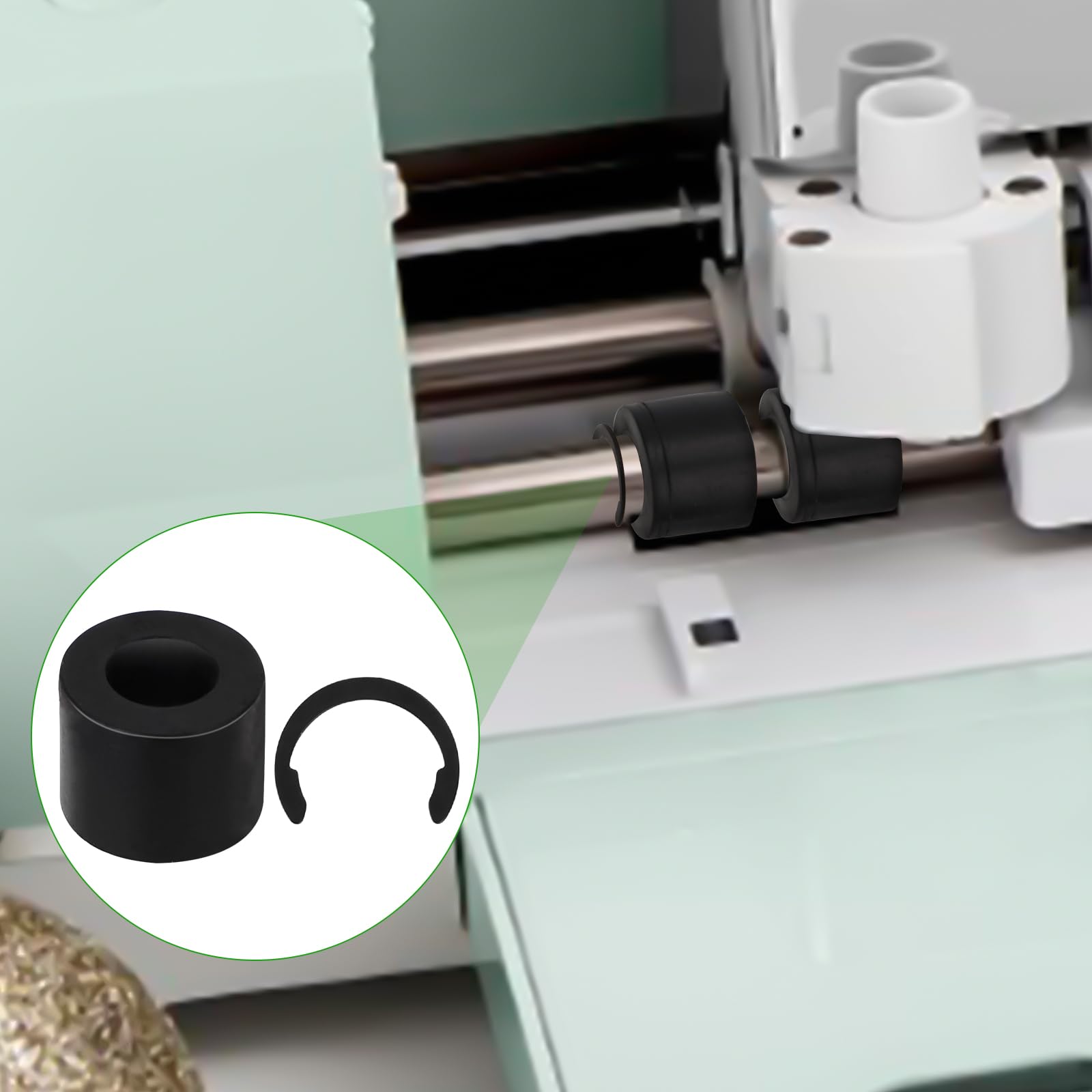 4pcs Rubber Roller Replacement Kit for Cricut Maker - Includes Retaining Clip Rings to Prevent Movement - Perfect for DIY Crafting, Vinyl Cutting & Scrapbooking Projects