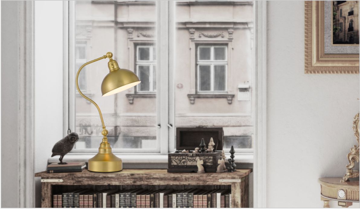 Cal Lighting Industrial Adjustable Metal Desk Lamp with Half Dome Shade - Modern Office Task Lighting for Home & Workspace