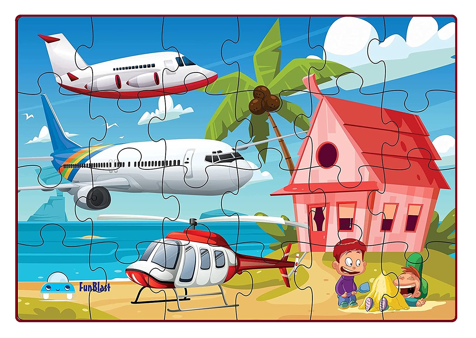 FunBlast 24-Piece Air Transport Jigsaw Puzzle for Kids – Colorful Educational Toy for Boys & Girls – Perfect for Travel, Classroom & Family Game Night