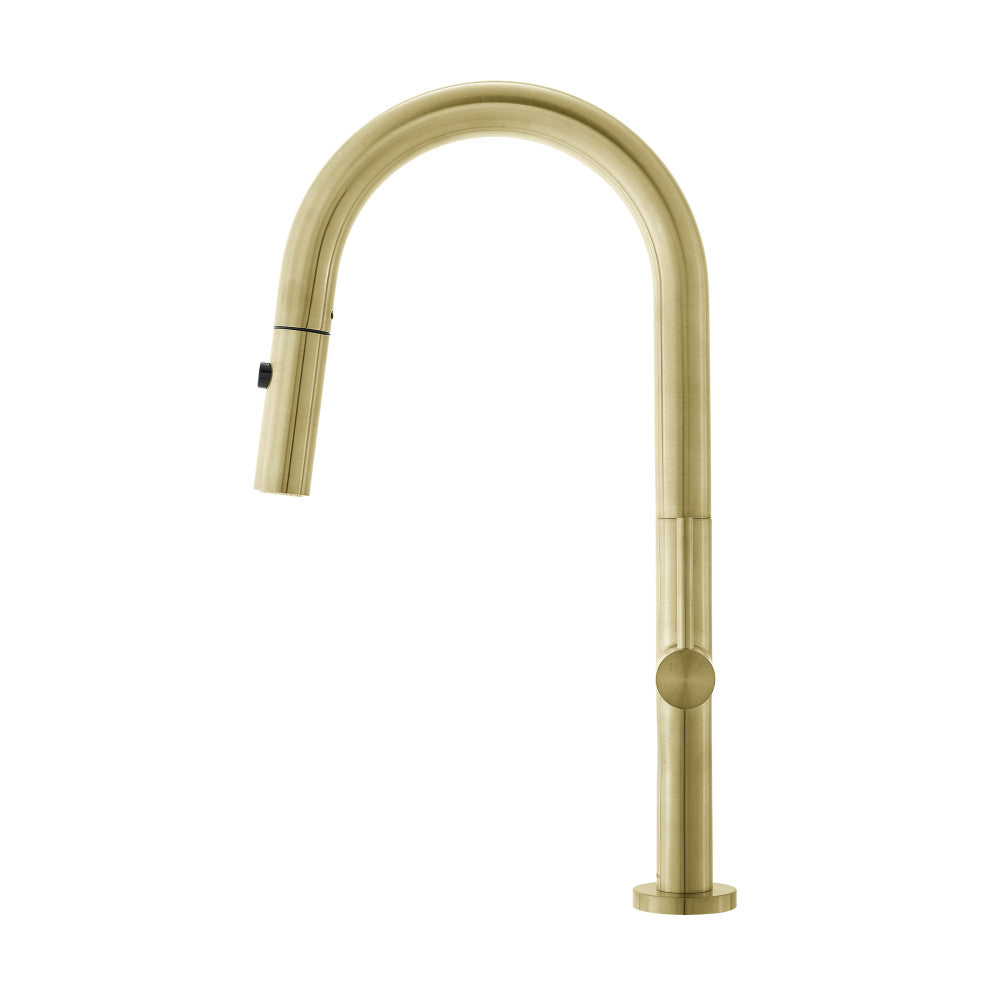 Brushed Gold Single Handle Pull Down Kitchen Faucet - Modern Chalet Design for Sink, Dishwashing & Cooking | High Arc Spout, Easy Installation