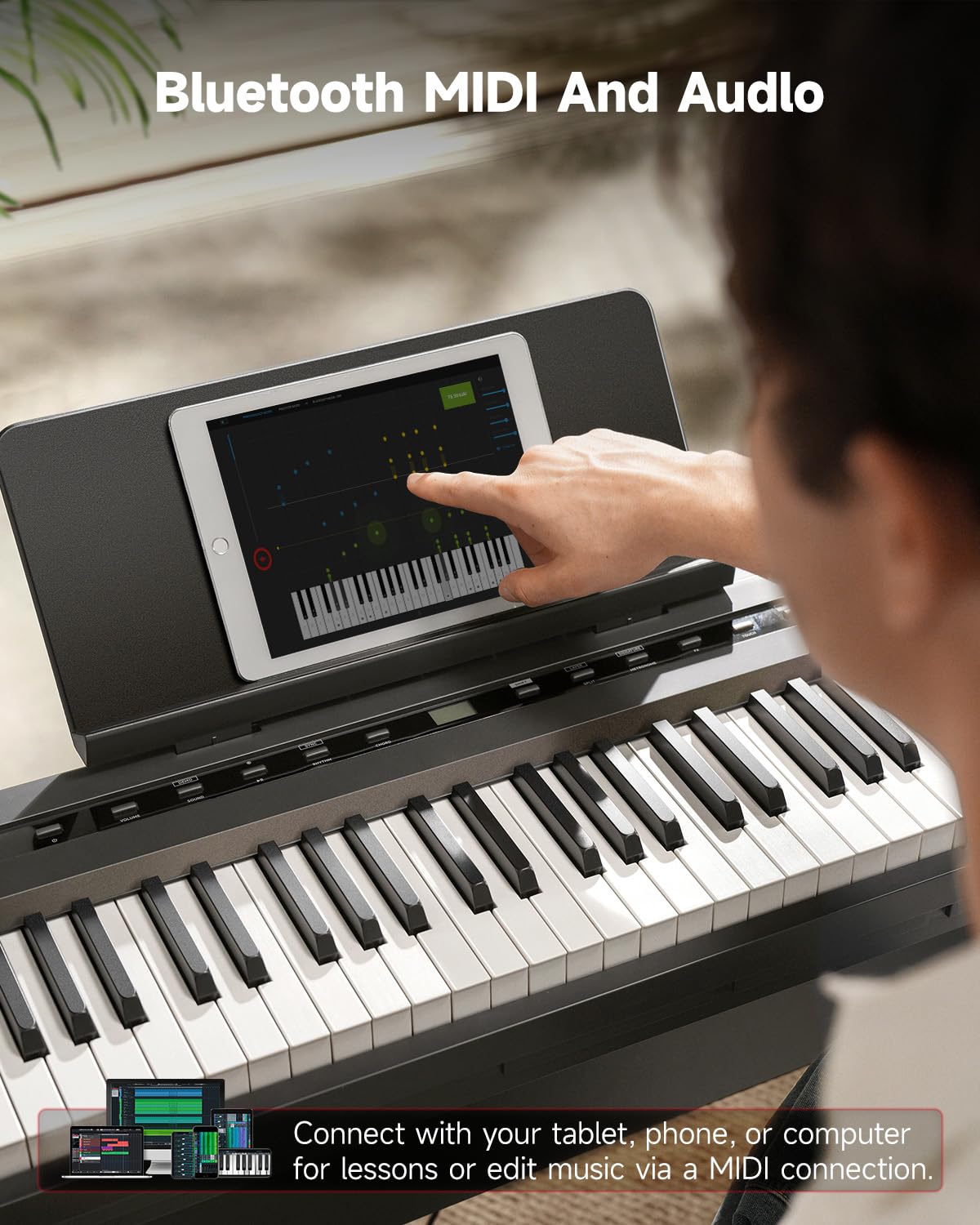 Donner DEP-16 88-Key Weighted Digital Piano Keyboard with Sustain Pedal & Power Supply - Full-Size Electric Piano for Beginners, Home Practice & Studio Recording