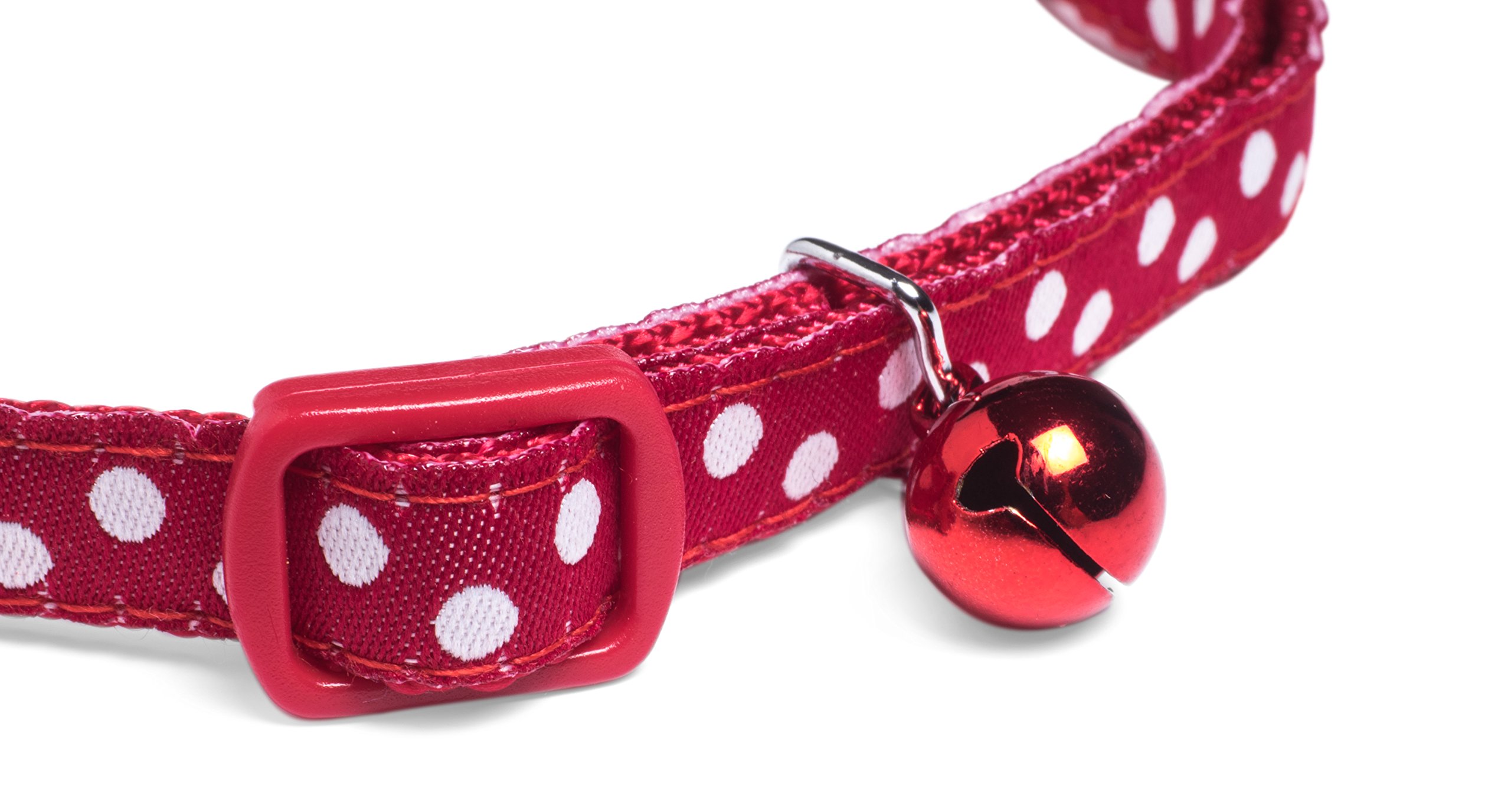 Stylish Dots Print Cat Collar in Red - Adjustable Breakaway Safety Collar for Kittens & Adult Cats - Perfect for Daily Wear, Grooming & Pet Identification