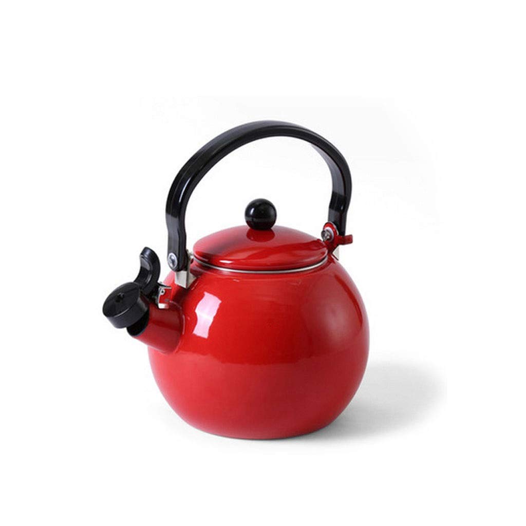 Stainless Steel Whistling Tea Kettle with Capsule Bottom - Red Electric & Gas Stove Compatible Teapot for Perfect Tea Brewing at Home or Office