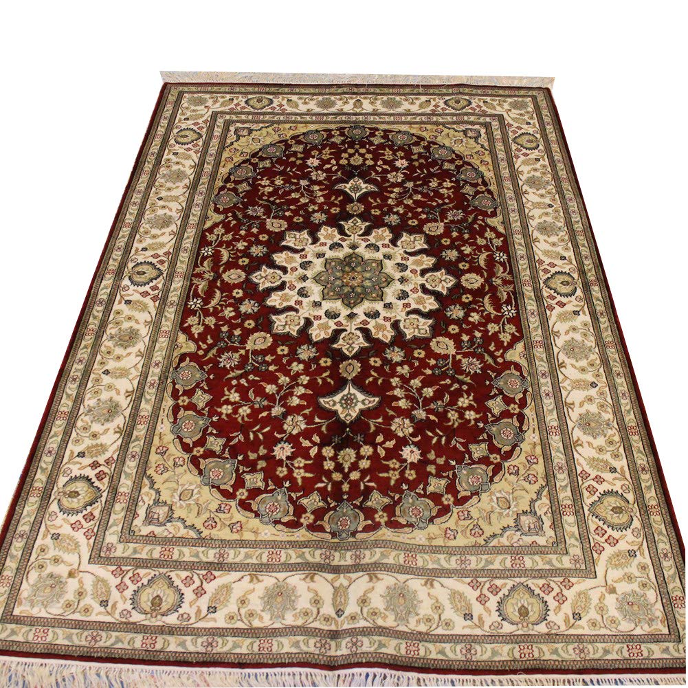 Yilong 4'x6' Distressed Oriental Garden Design Area Rug - Vintage Style Carpet for Bedroom, Living Room, Office - Soft Red Field Home Decor | Perfect for Boho Chic, Farmhouse & Modern Interior Design