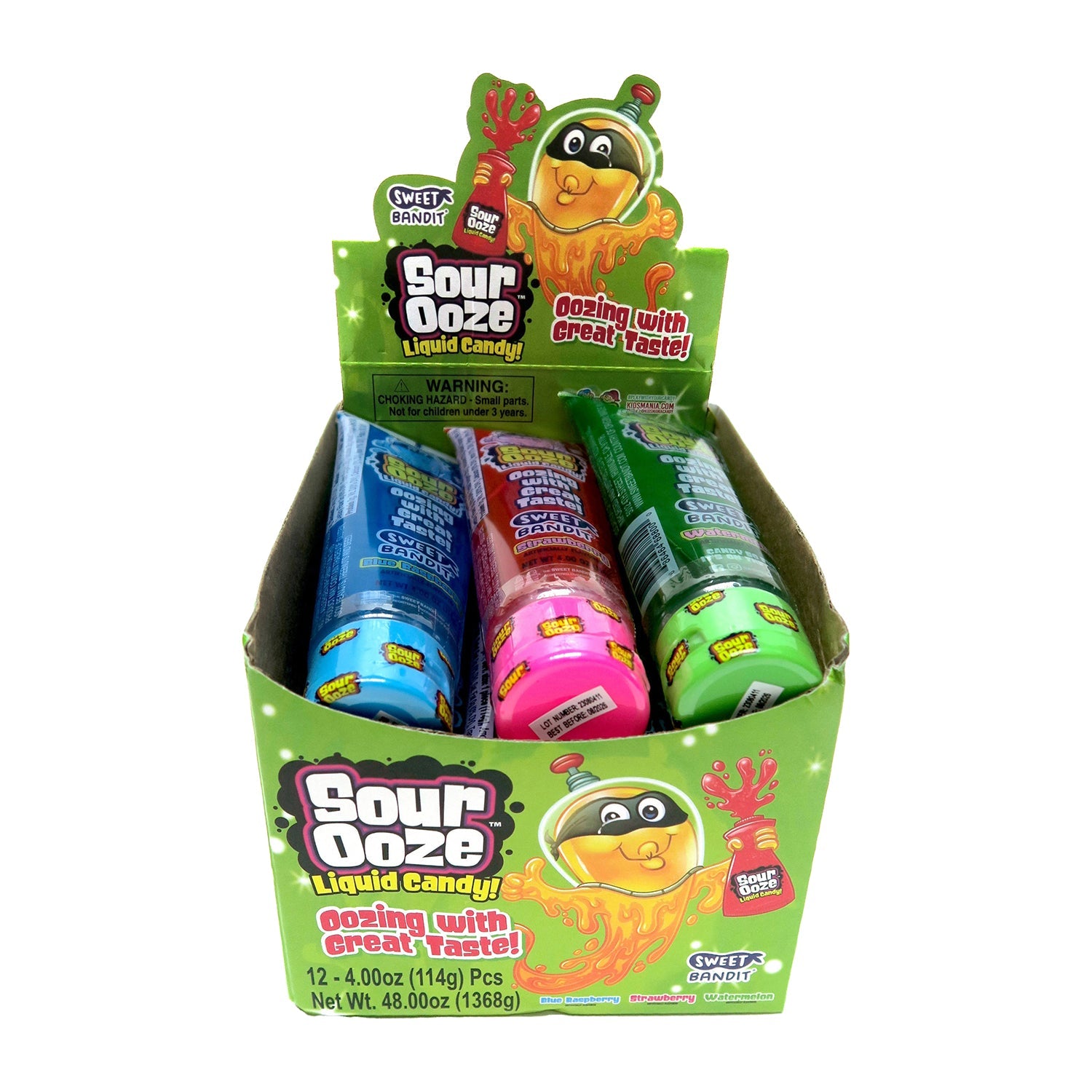 Kidsmania Sour Ooze Tube Candy - 12 Count Pack of Fun & Tangy Treats for Kids Birthday Parties, Halloween Goodie Bags & School Snacks