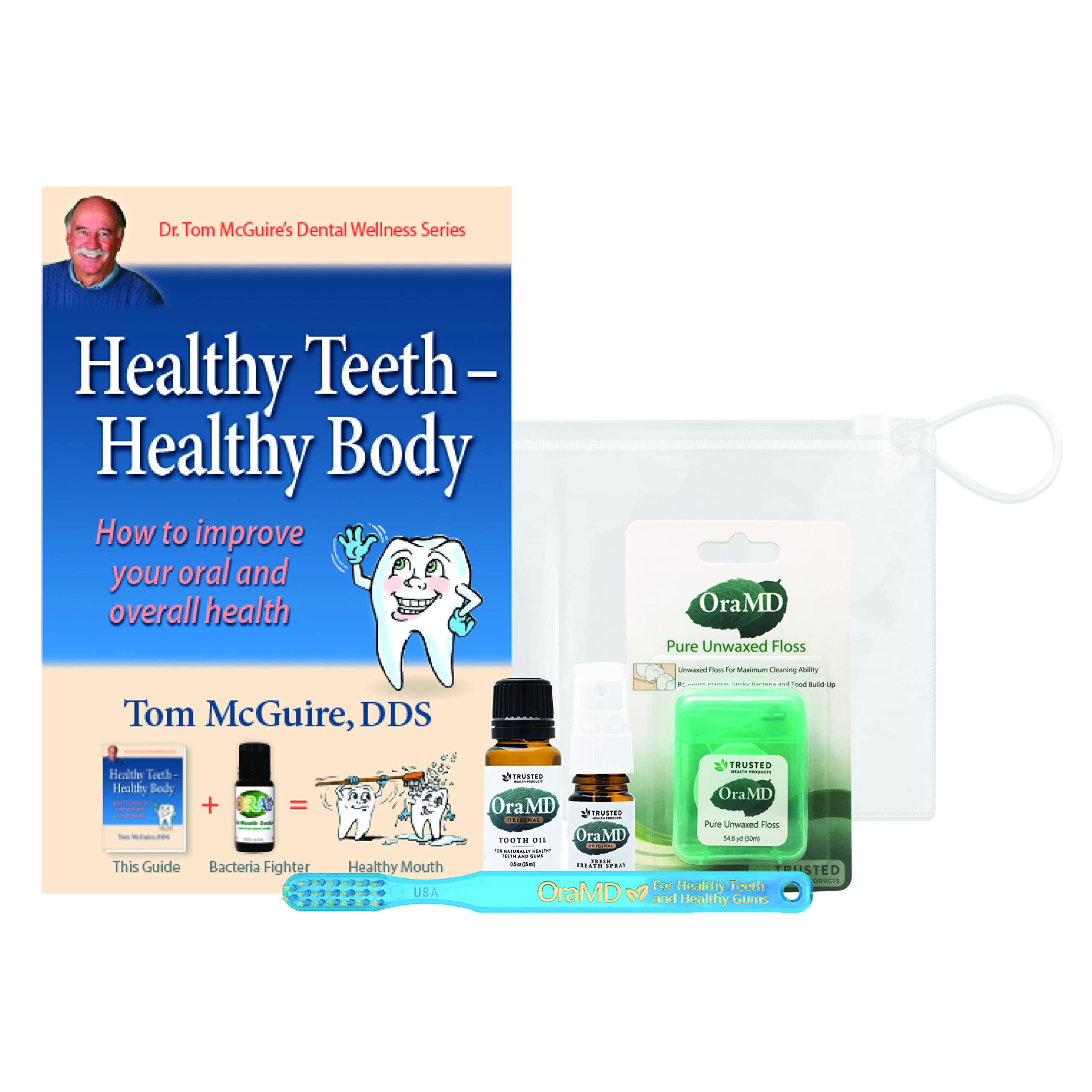 **OraMD Original Strength Dental Floss - 54.6 Yards, Pure Unflavored, Fragrance-Free, Unwaxed & Dr. Bass Toothbrush Set for Plaque Removal - Teeth & Gum Care - Ideal for Travel, Daily Oral Hygiene, and Sensitive Teeth**