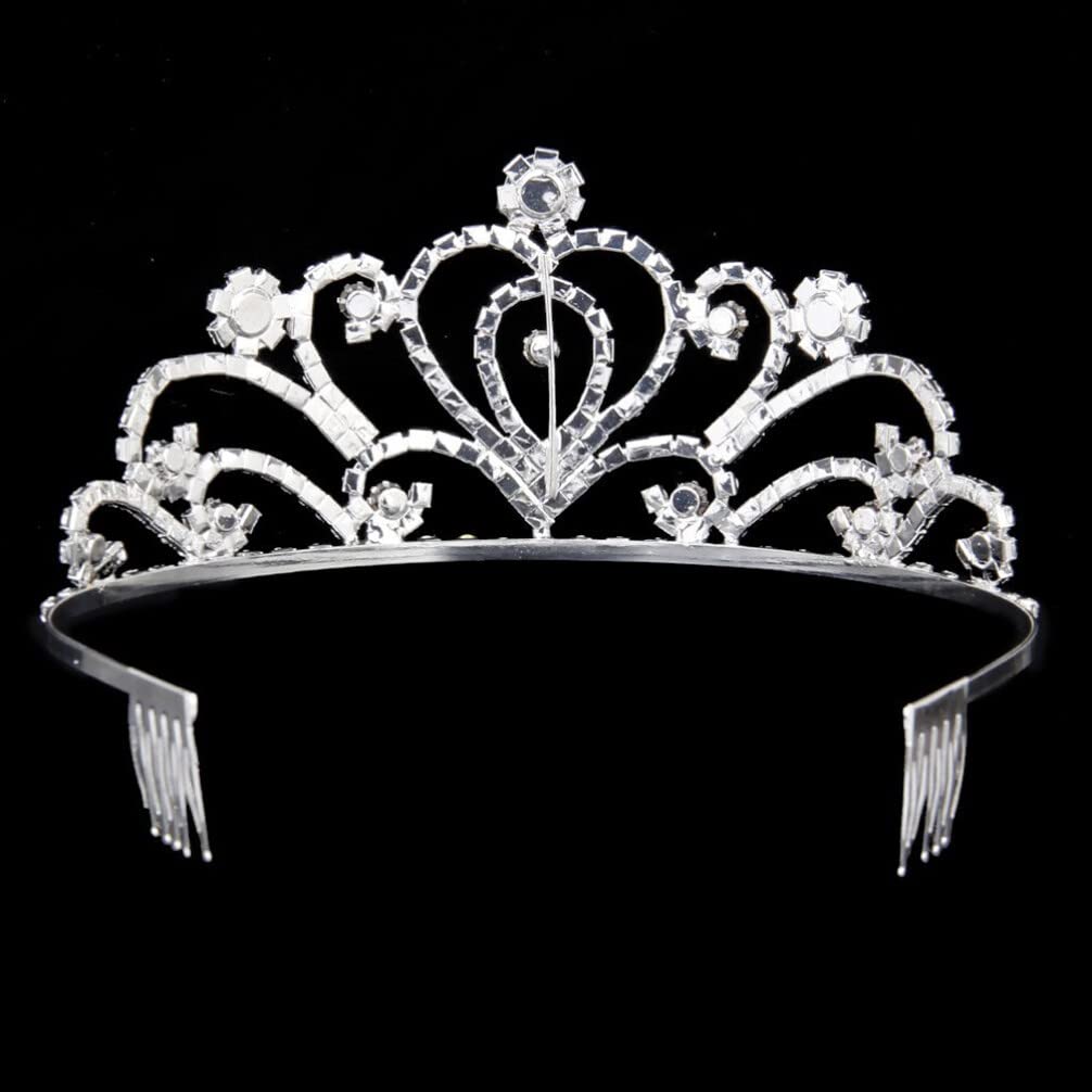 PRETYZOOM Girls Crystal Rhinestone Headband - Silver Bridal Crown Hair Accessory for Kids, Birthday, Halloween & Christmas Decorations | Perfect for Parties, Weddings and Special Occasions