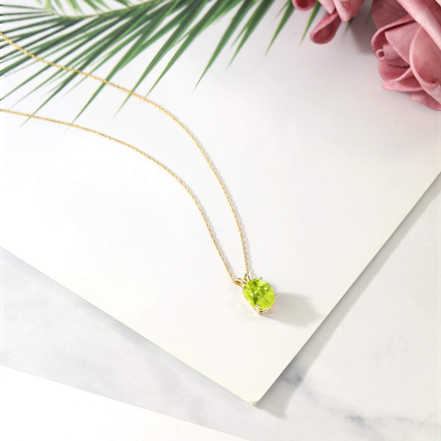 14K Yellow Gold 10X8MM Oval Birthstone Pendant Necklace for Women - Genuine Gemstone Jewelry with 18 Inch Chain | Elegant Gift for Mom, Wife, Her | Perfect for Birthdays, Anniversaries & Special Occasions
