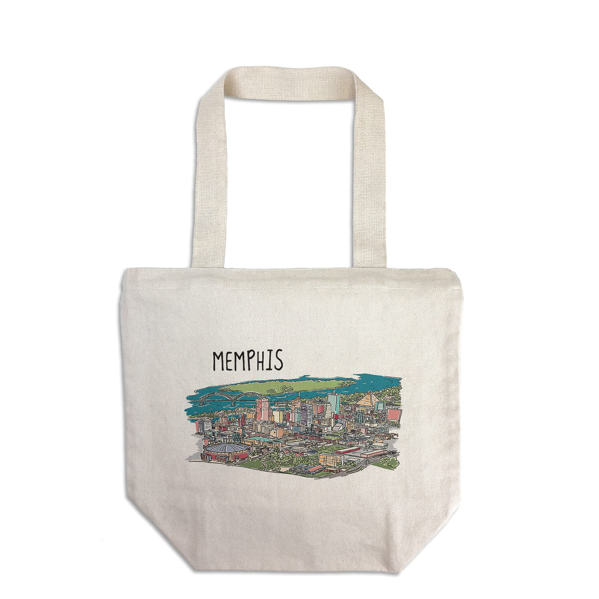 Lantern Press Memphis Tennessee Line Drawing Tote Bag - 100% Cotton Canvas Reusable Shopping Bag for Groceries, Beach & Everyday Use