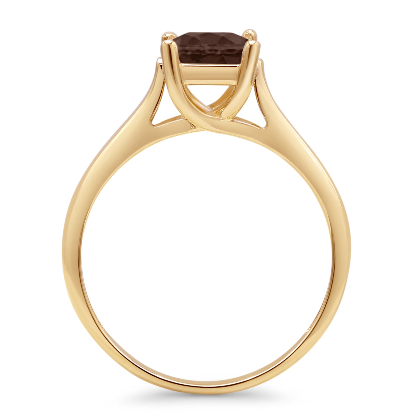 14K Yellow Gold Princess Cut Solitaire Natural Chocolate Smoky Quartz Ring for Women - Elegant Engagement, Wedding & Anniversary Jewelry Gift