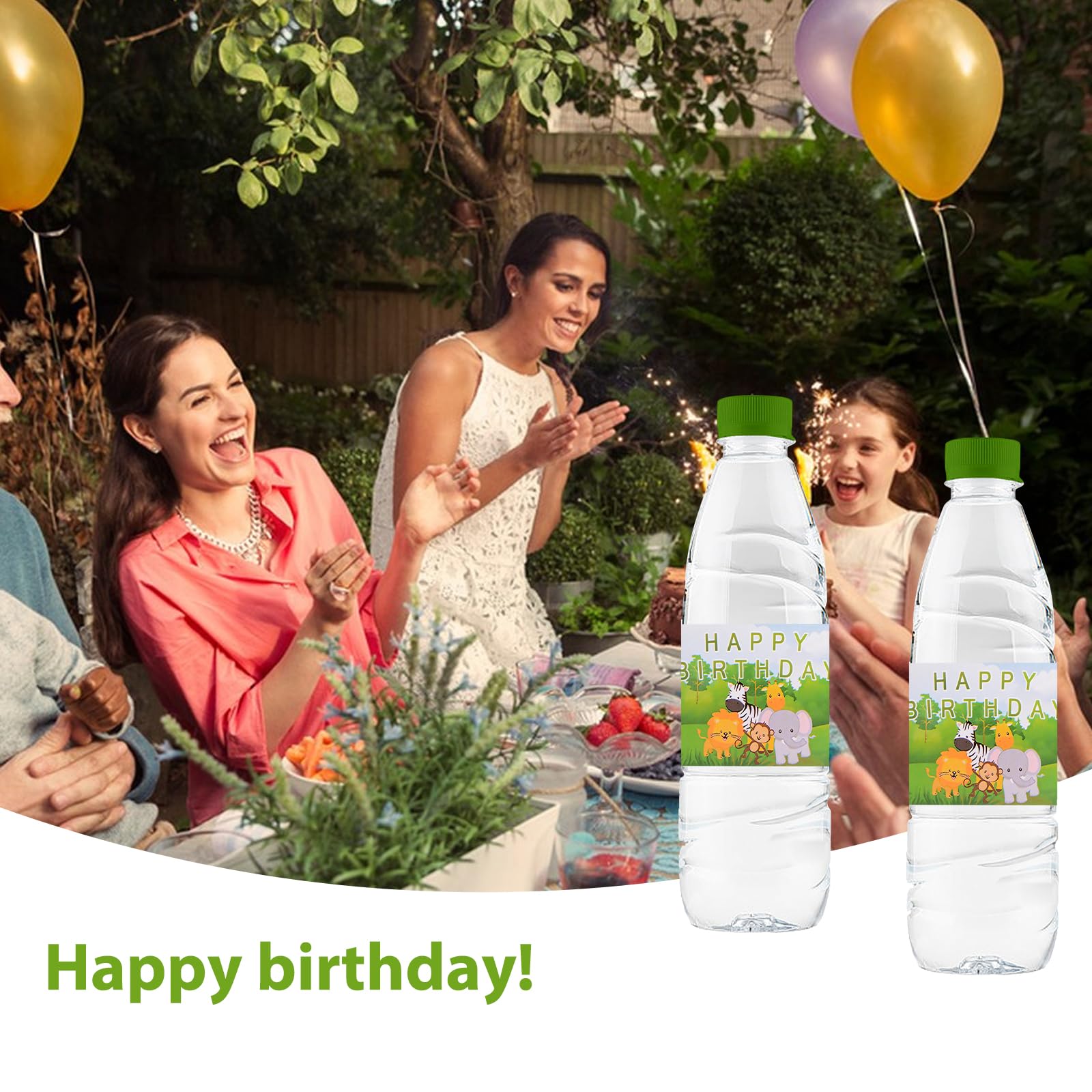 48 Pcs Jungle Animal Water Bottle Labels - Waterproof Birthday Party Decorations for Kids, Baby Shower Favors, Boy & Girl Party Supplies - Perfect for Birthday Parties, Baby Showers, School Events & Classroom Activities