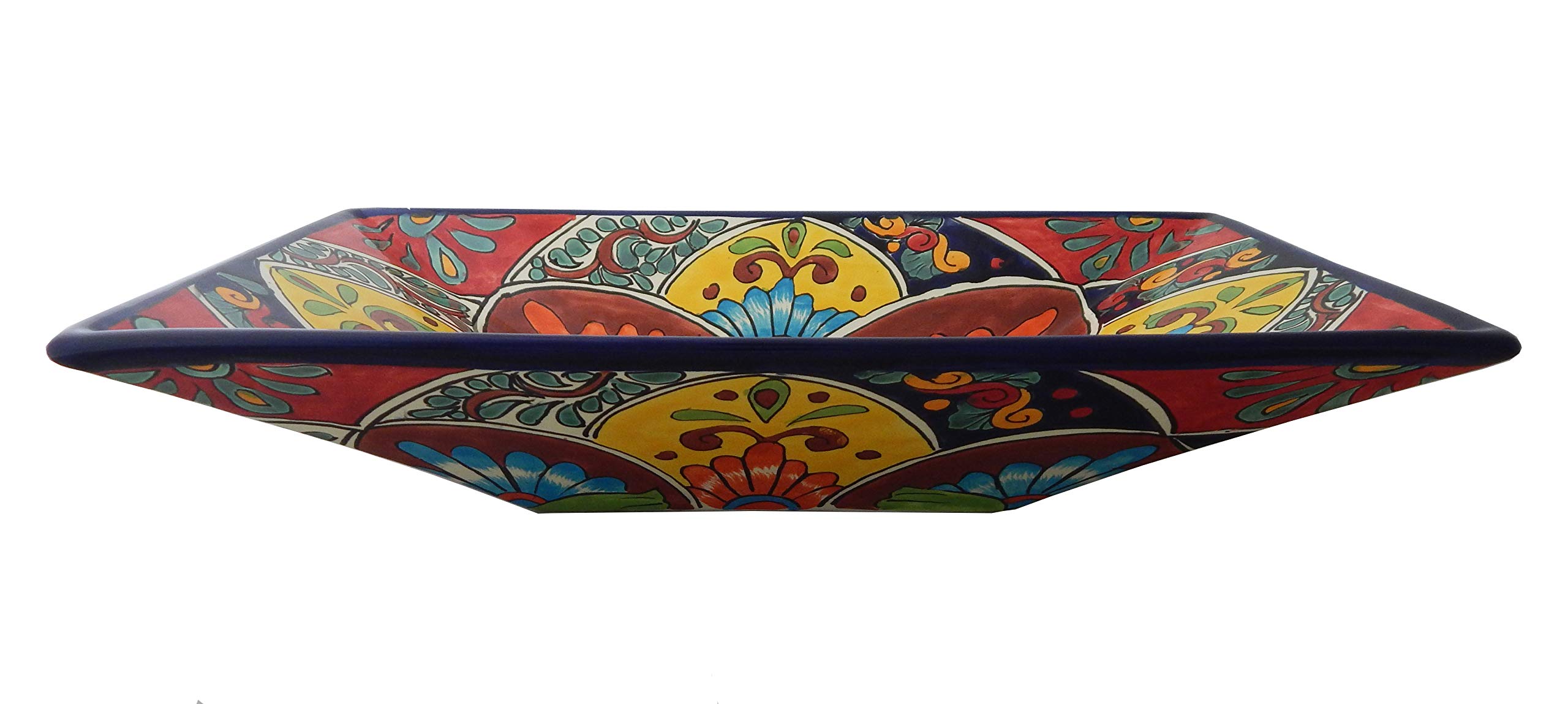 Premium Mexican Rectangular Ceramic Vessel Sink - Modern Bathroom Basin for Vanity & Powder Room - Perfect for Contemporary Home Decor & Spa-Style Renovations