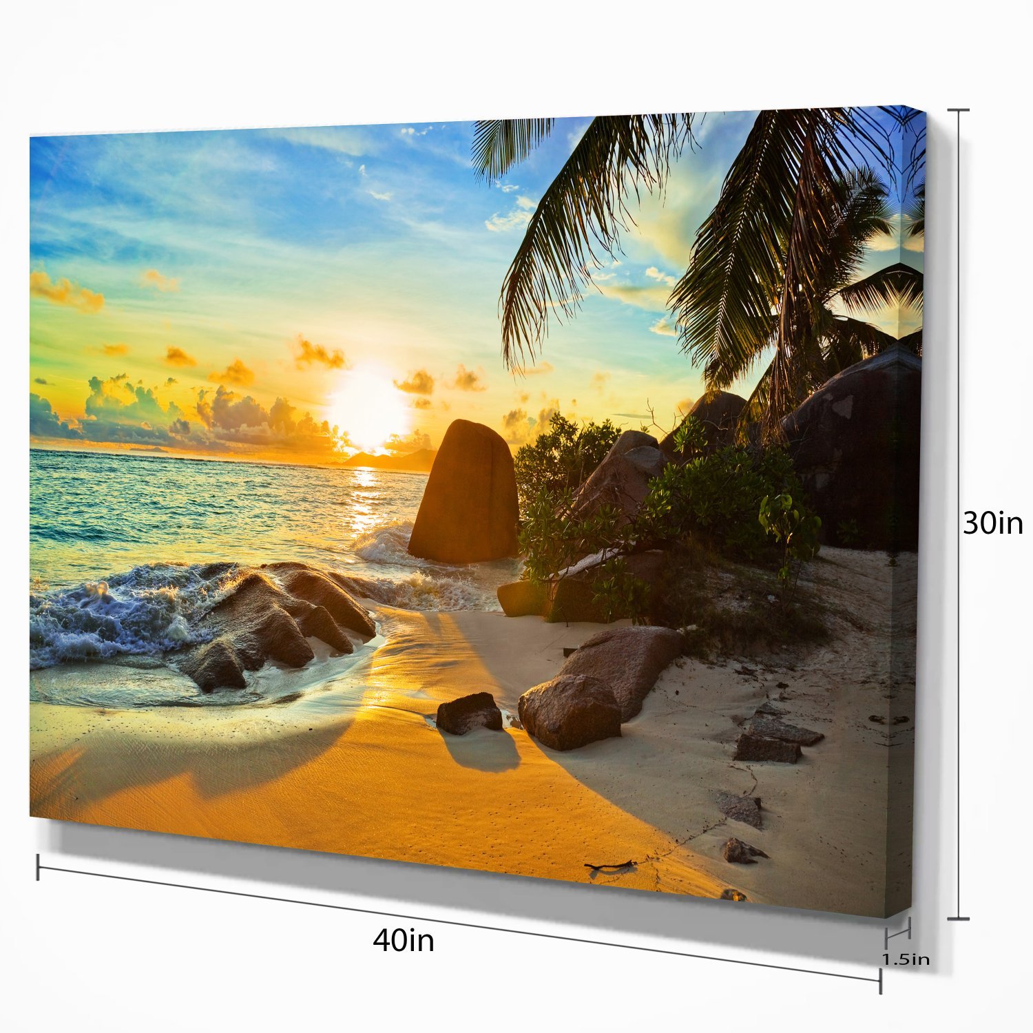 Stunning Tropical Beach Sunset Landscape Photography Canvas Print - Perfect for Living Room, Bedroom & Office Wall Decor