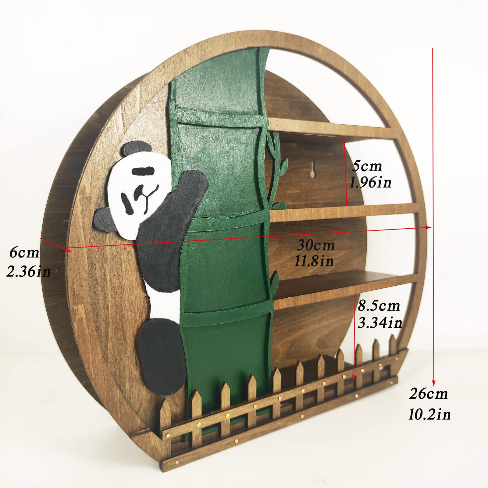 Wooden Floating Panda Shelf with Moon Crystal Display - Wall & Desktop Decor for Crystals & Essential Oils - Moon Phase Shelf Organizer (11.2 x 2.36 x 10.2 in) - Perfect for Home, Office, Meditation Room & Gift Giving