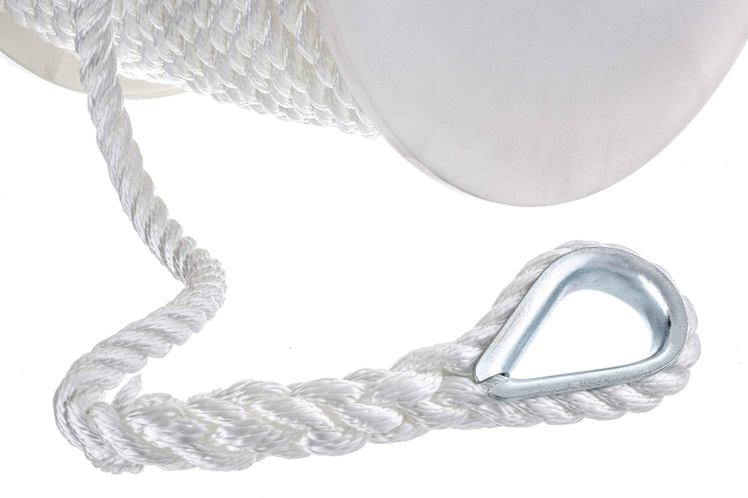 Seachoice 3-Strand Twisted Nylon Anchor Rope - White Marine-Grade Dock Line for Boats, Kayaks & Watercraft (Ideal for Mooring, Docking & Anchoring)
