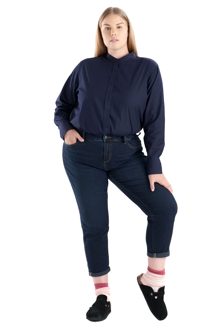 SLINK Jeans Mid Rise Easy Fit Boyfriend - Stretch Denim Pants for Women - Plus Size 14-24 - Comfortable Casual Wear for Everyday & Office