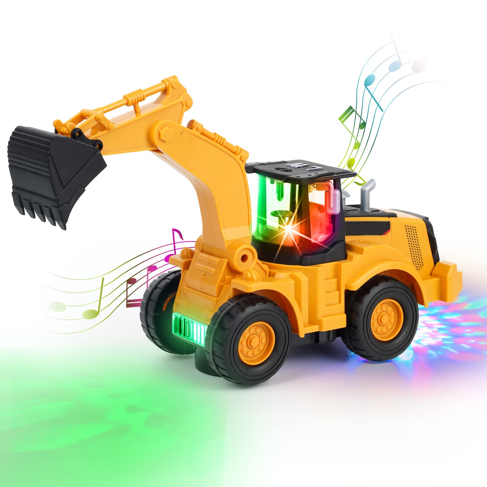 Kizeefun Electric Excavator Truck Toy for Kids Ages 2-5 - Construction Digger Truck with Lights & Music, Universal Wheels - Perfect Birthday & Christmas Gift for Toddler Boys | Outdoor Sandbox & Indoor Pretend Play