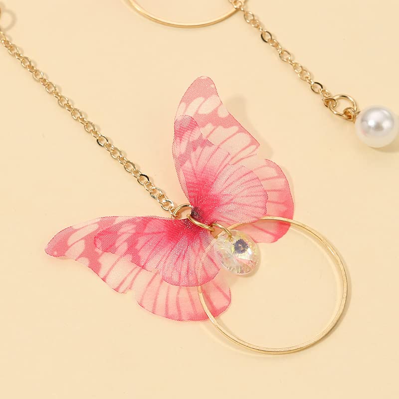 Stylish Yellow & Pink Butterfly Long Chain Dangler Earrings for Women & Girls | Fashionable Drop Earrings | Perfect Birthday & Anniversary Gift for Her | Great for Parties, Weddings & Everyday Wear