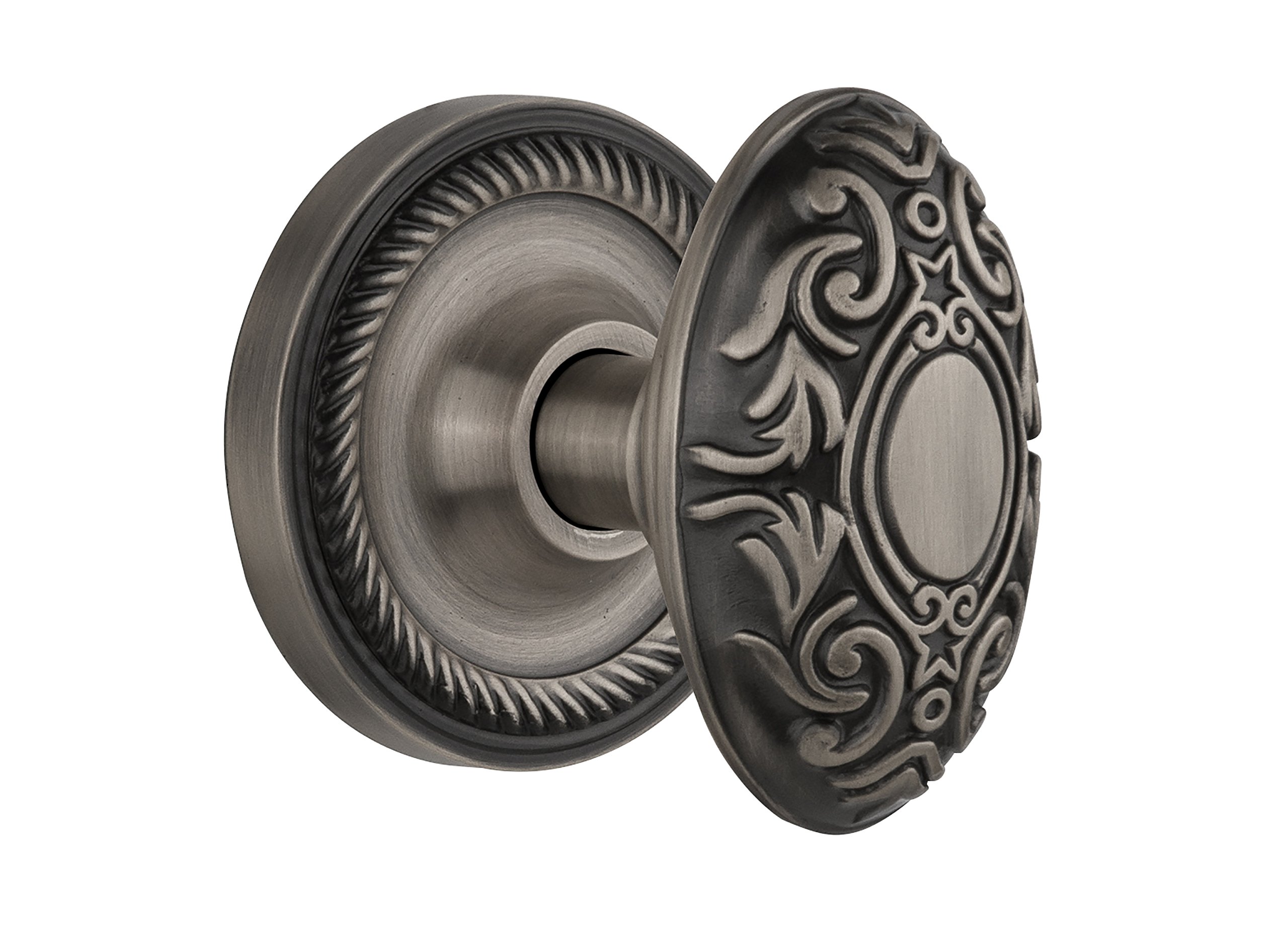 Vintage Victorian Style Rope Rosette Door Knob - Nostalgic Warehouse Antique Brass Hardware for Classic Home Decor - Perfect for Restoring Historic Houses & Adding Elegance to Interior Doors