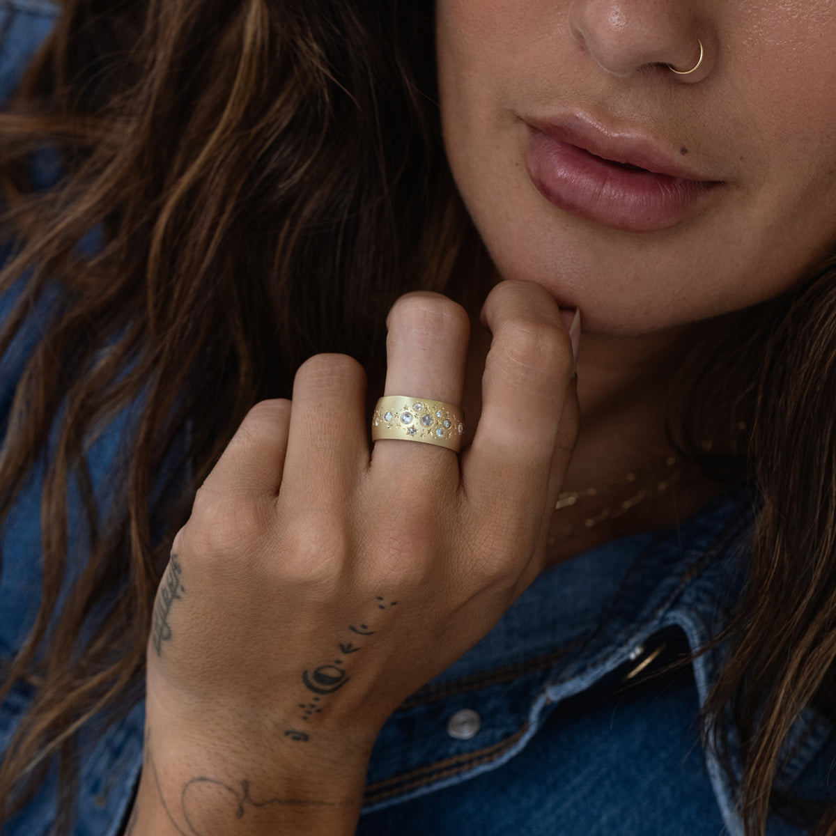 Rose Cut Celestial Band Ring - Vintage Inspired Celestial Jewelry for Women - Perfect for Weddings, Anniversaries & Romantic Gifts
