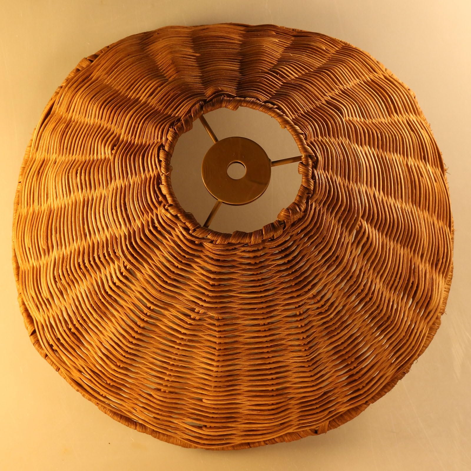 Vintage Rattan Woven Lamp Shade - Unique Bell/Flower Design Boho Table Lamp Shade, Medium Rattan Light Cover Replacement for Floor Lamp & Wall Sconces, Dark Brown - Perfect for Living Room, Bedroom & Patio Decor