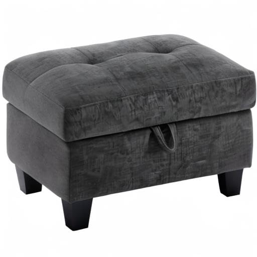 Sunflower Storage Ottoman Foot Stool - Multi-Functional Chaise Lounge Section for Living Room Furniture Sets, Deep Grey - Perfect for Extra Seating & Hidden Storage in Small Spaces