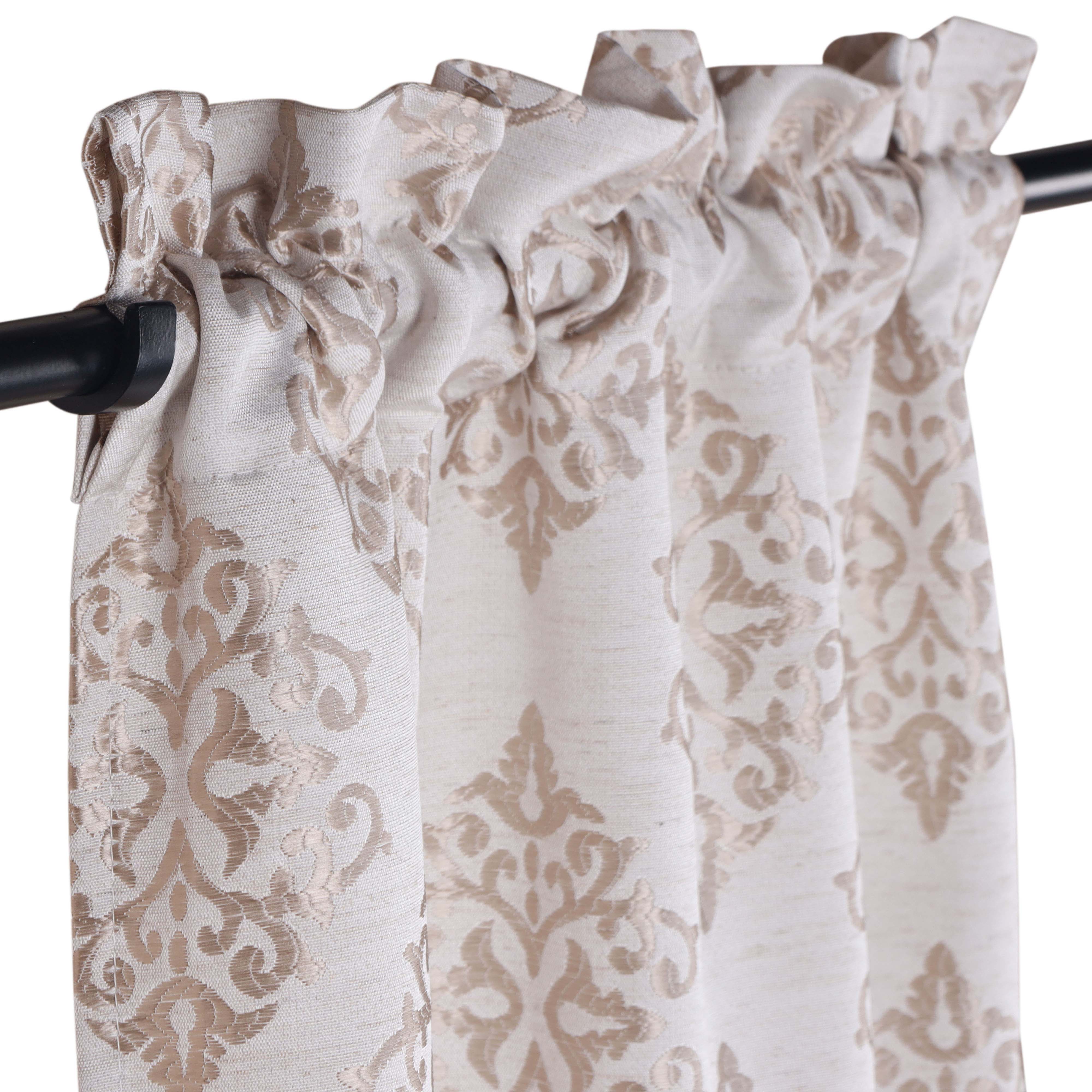 Venetian Damask Jacquard Curtain Panels - Set of 2 Luxury Window Treatments for Living Room & Bedroom Decor