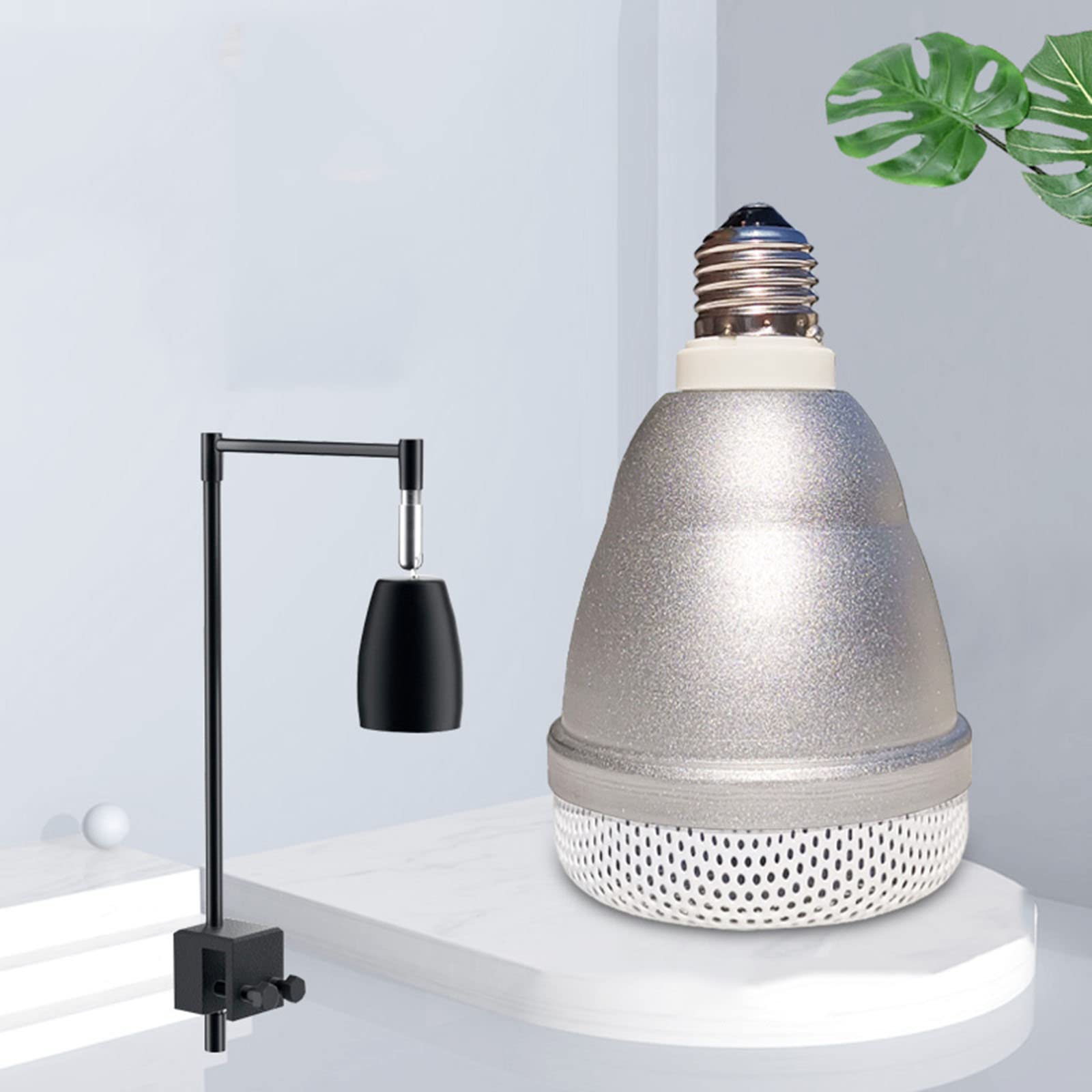 Reptile Heat Lamp with Stand & Switch - Infrared Warming Light for Lizards, Turtles, Snakes & Amphibians - Durable Silver Pet Heating Lamp for Terrariums & Aquariums - Perfect for Basking, Night Heating & Habitat Temperature Control