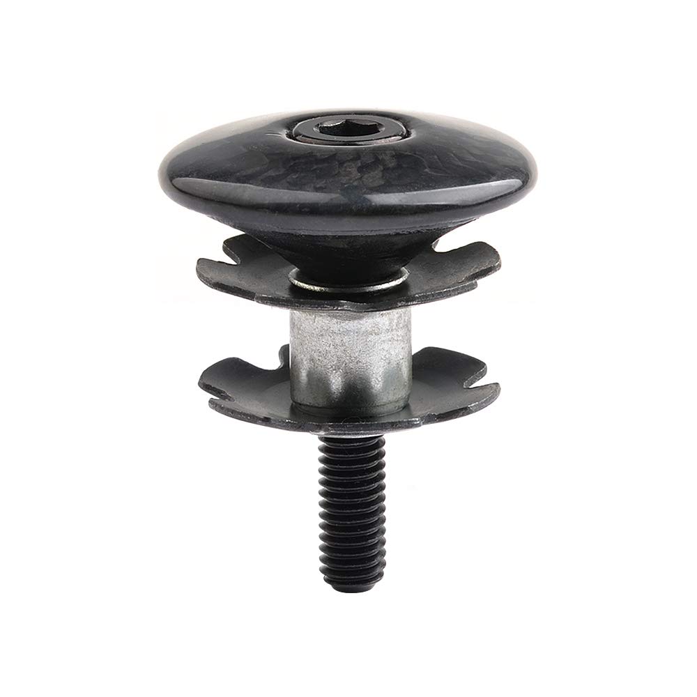 Premium Carbon Fiber Bike Headset Top Cap with M6x35mm Titanium Bolt & Star Nut - Compatible with 1-1/8