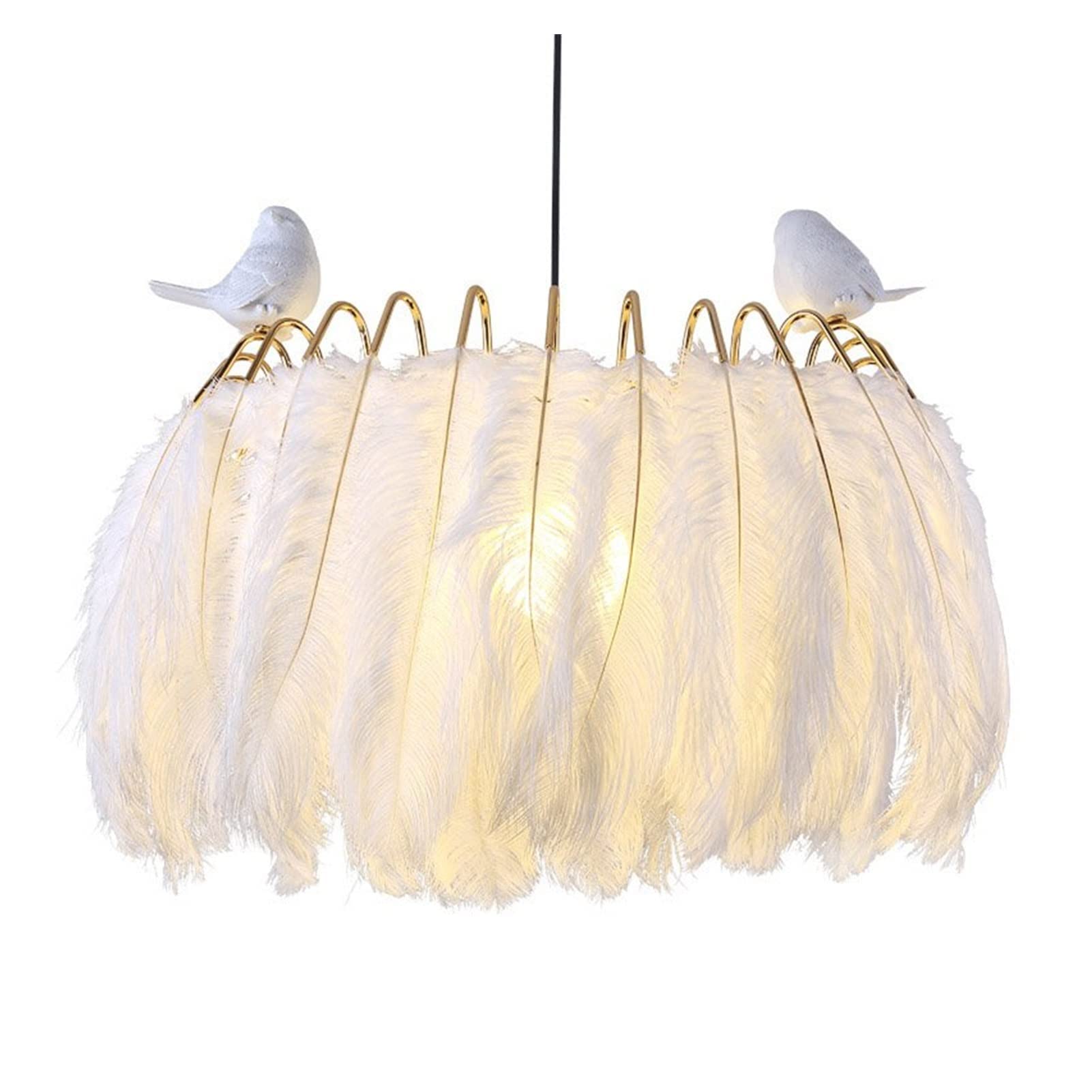 Modern LED Chandelier Lamp - White Feather Pendant Light Fixture for Living Room, Bedroom, Restaurant & Shop | Energy-Efficient Dimmable Hanging Light for Home Decor & Commercial Spaces