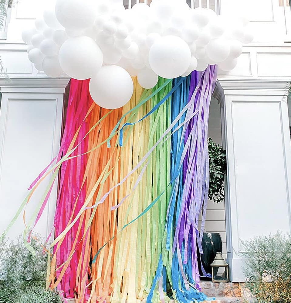 433ft Long 1.77in Wide Rainbow Crepe Paper Streamers - 6 Pack for Party Decorations, Wedding & Festival Tassels | Perfect for Birthday Celebrations, Baby Showers & Holiday Events