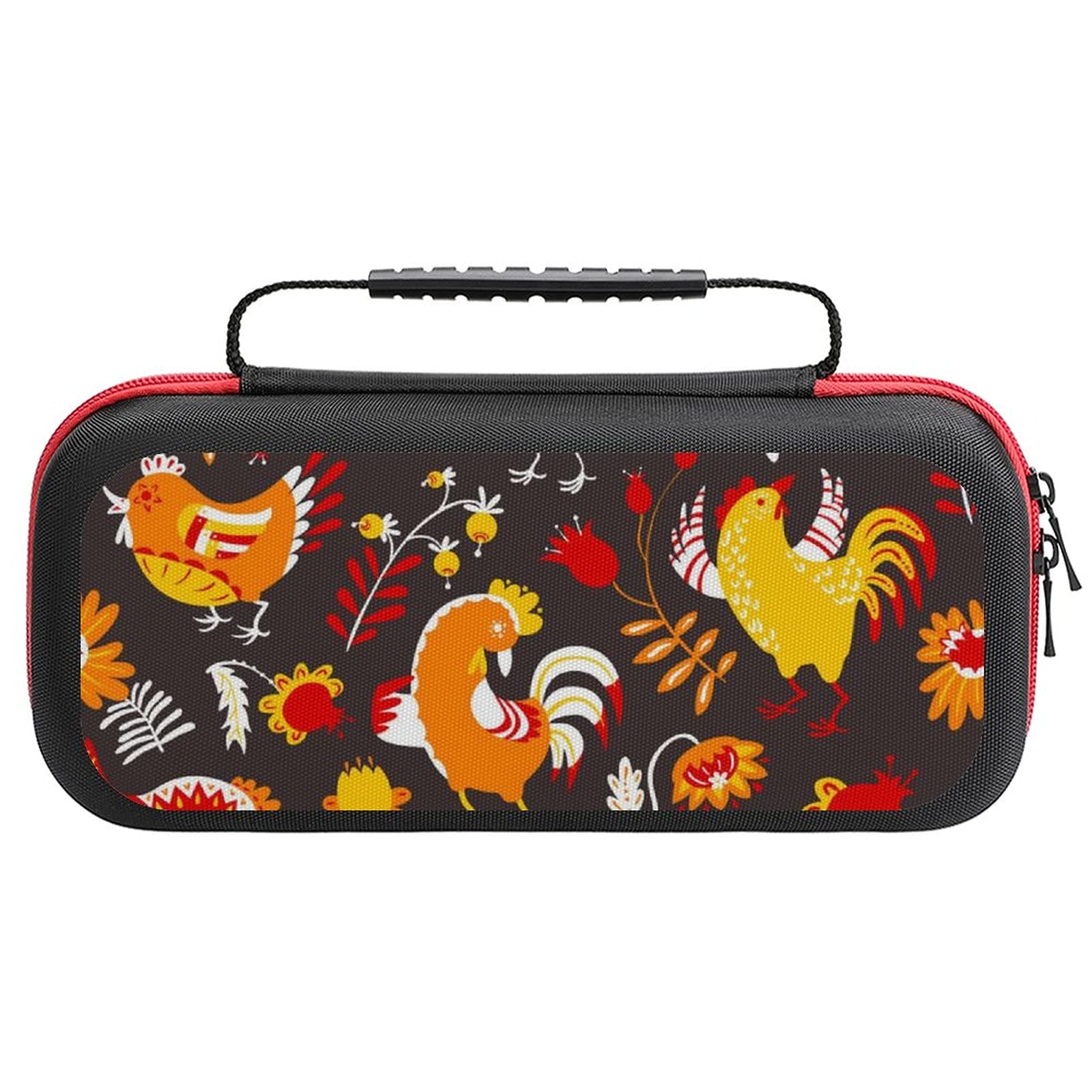 Cartoon Rooster Printed Travel Case for Nintendo Switch Lite - Portable Storage Bag for Console & Accessories | Perfect for Gaming On-The-Go, Commuting & Travel Protection
