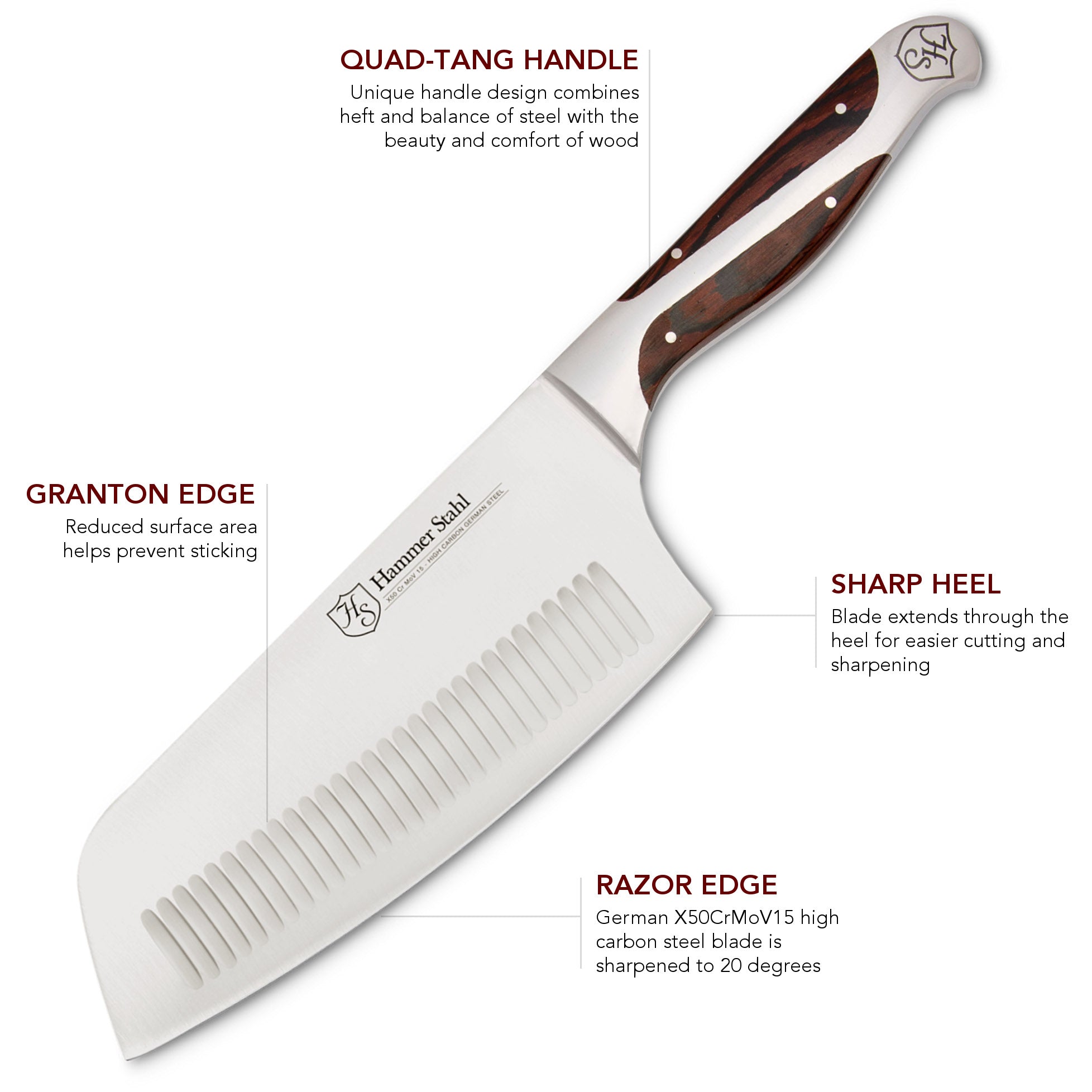 Hammer Stahl 7-Inch Professional Vegetable Cleaver Knife - High Carbon Stainless Steel Kitchen Chef Knife for Chopping, Slicing, and Dicing - Perfect for Home Cooks and Professional Chefs
