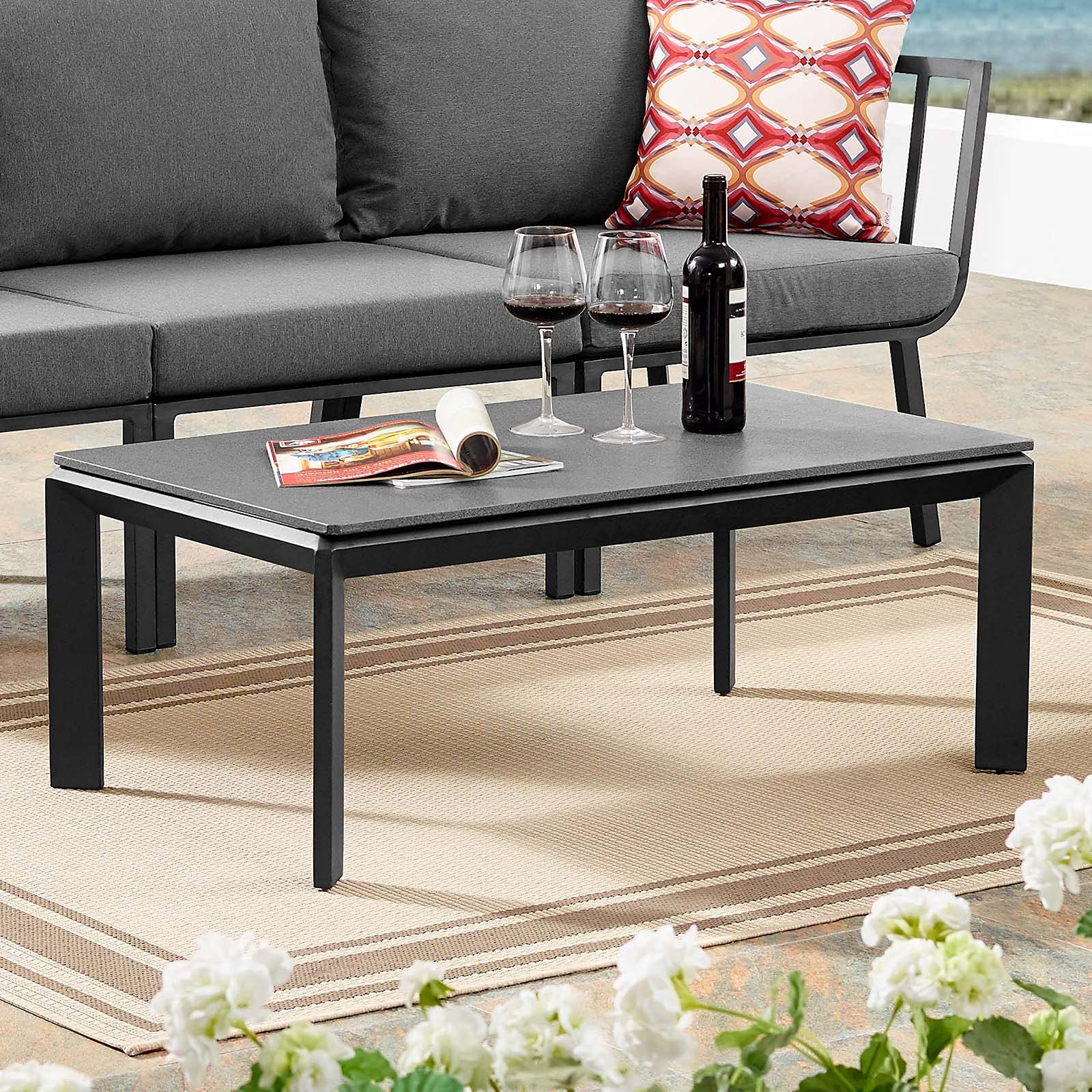 Modway EEI-3570-SLA Modern Gray Riverside Coffee Table - Stylish Living Room Furniture for Small Spaces, Home Decor & Entertaining Guests
