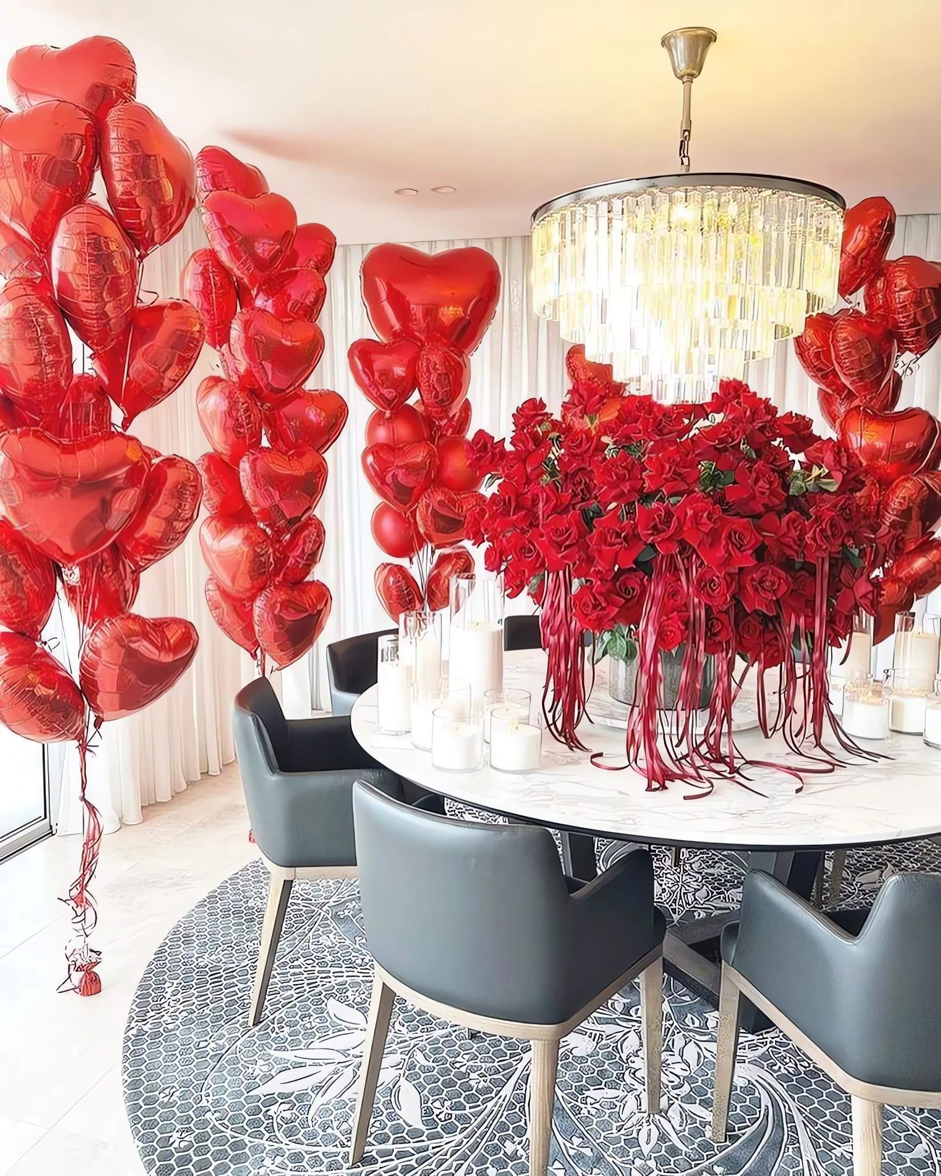 Red Heart Shaped Balloons - I LOVE YOU Valentine's Day Balloons for Wedding, Bridal Shower & Party Decorations - Perfect for Romantic Proposals, Anniversary Celebrations and Couple Photos