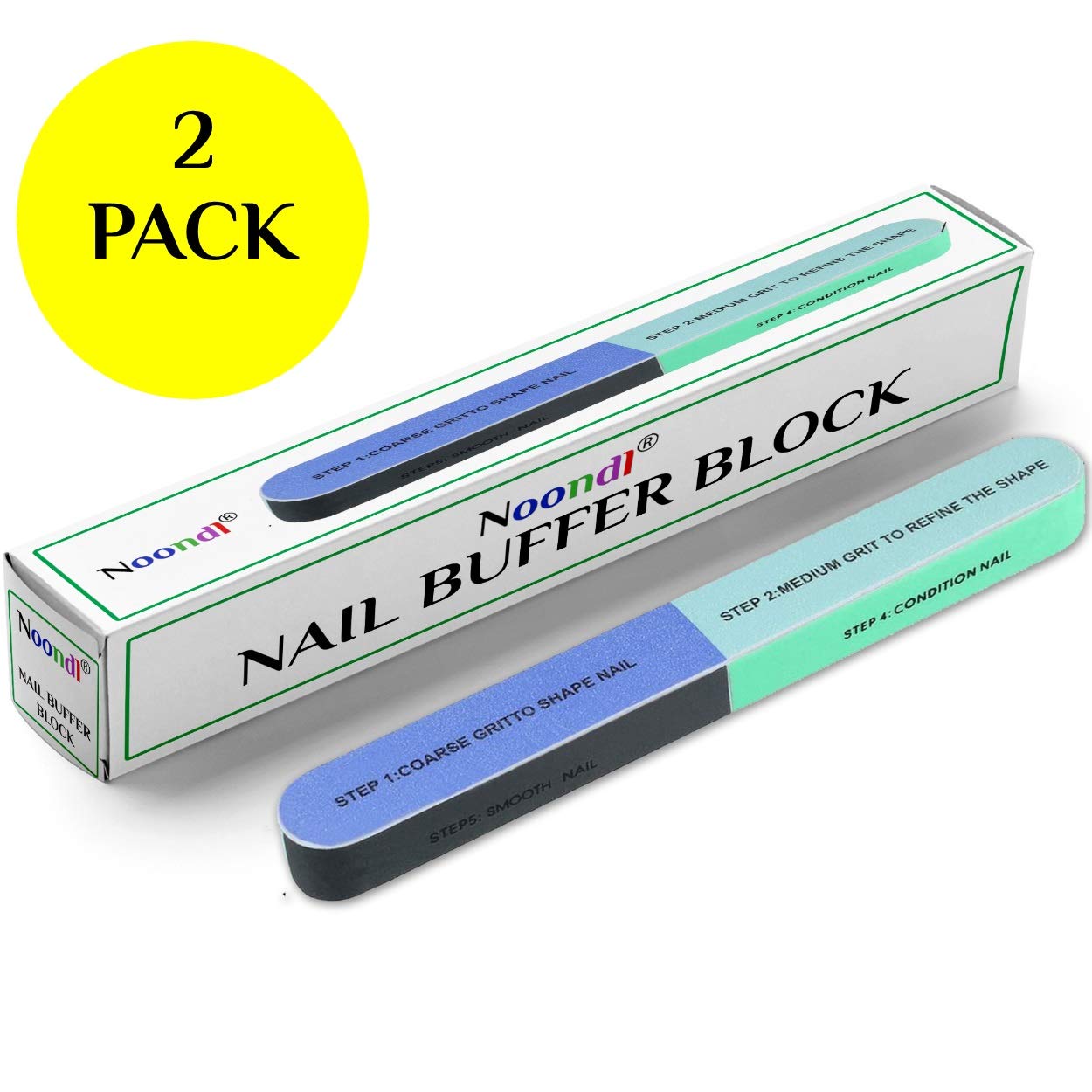 Noondl Beauty Nail Buffer Block Twin Pack - Professional Nail File for Natural & Gel Nails - At-Home Manicure & Salon Quality Nail Care Kit
