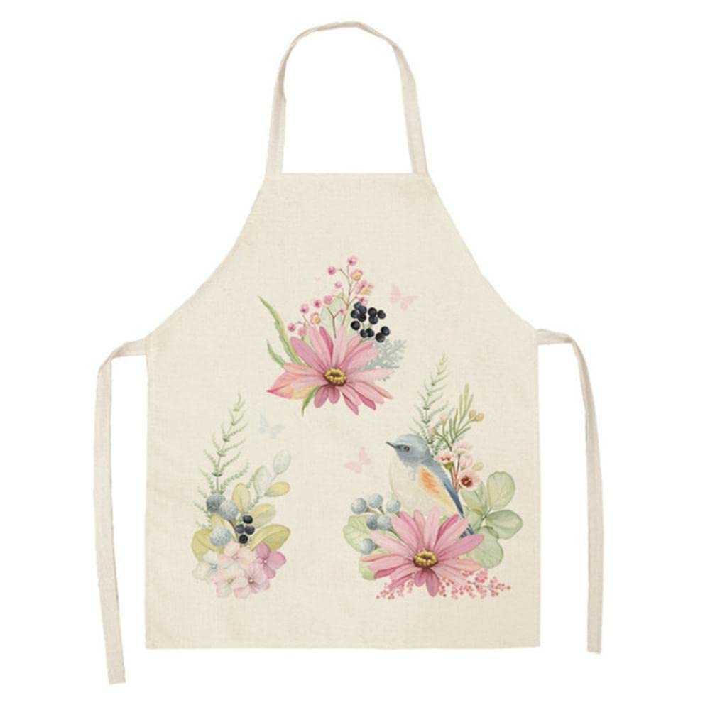 2-Piece Women's Floral Bird Print Kitchen Apron Set - Adjustable & Waterproof for Cooking, Baking, Grilling & Home Decor